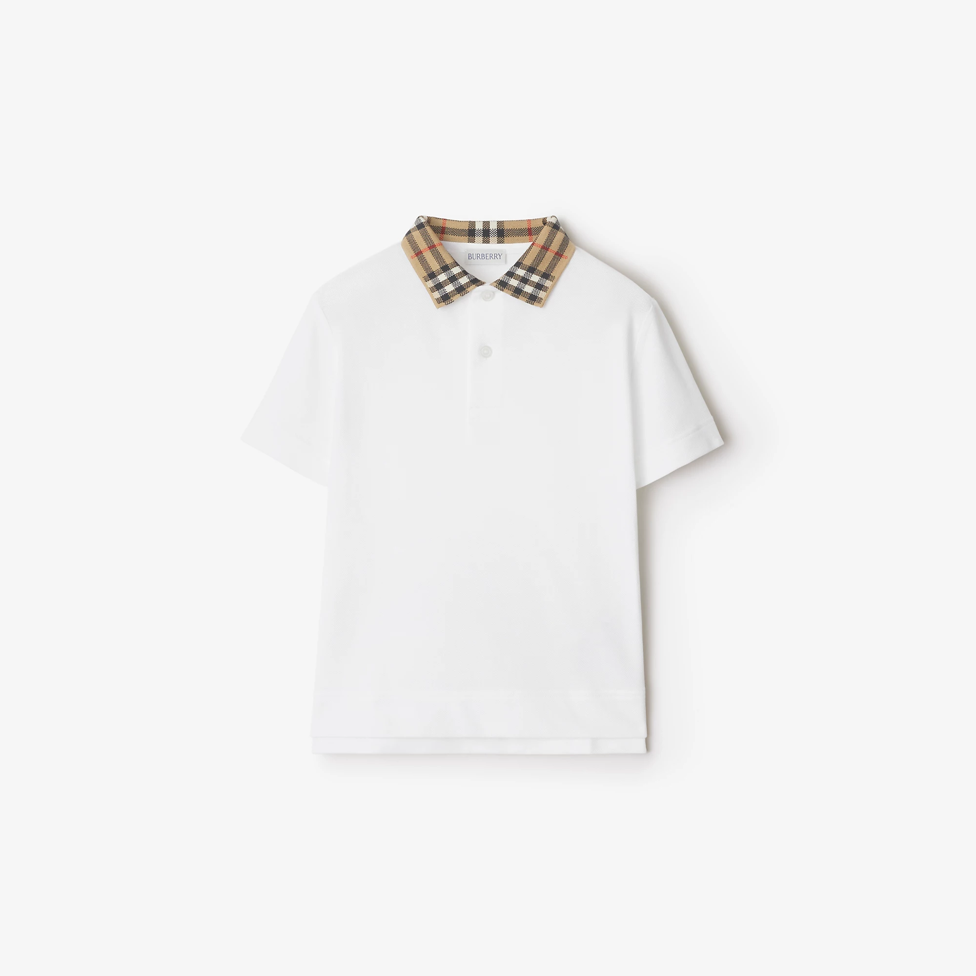 Check Collar Cotton Polo Shirt