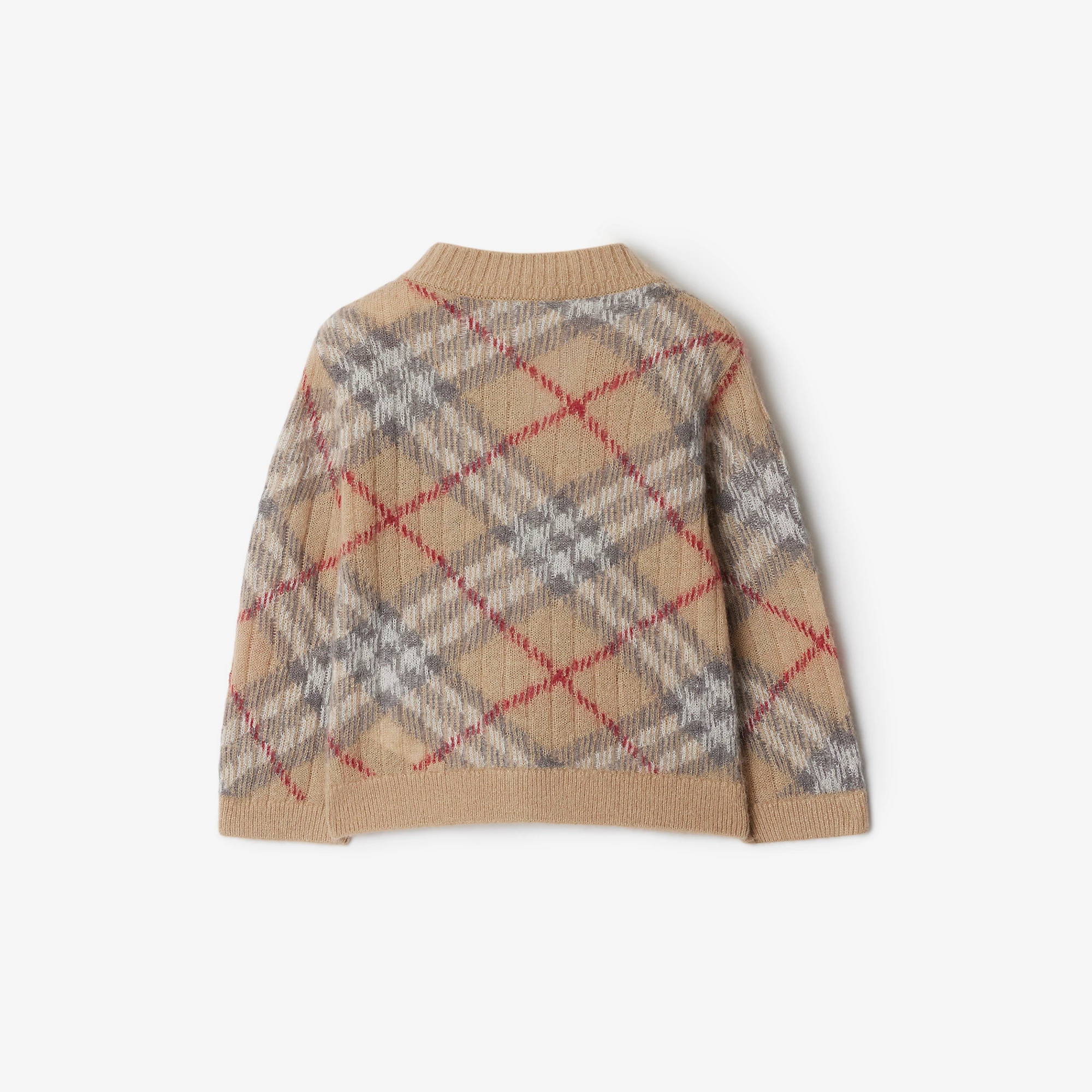Check Alpaca Wool Silk Blend Cardigan
