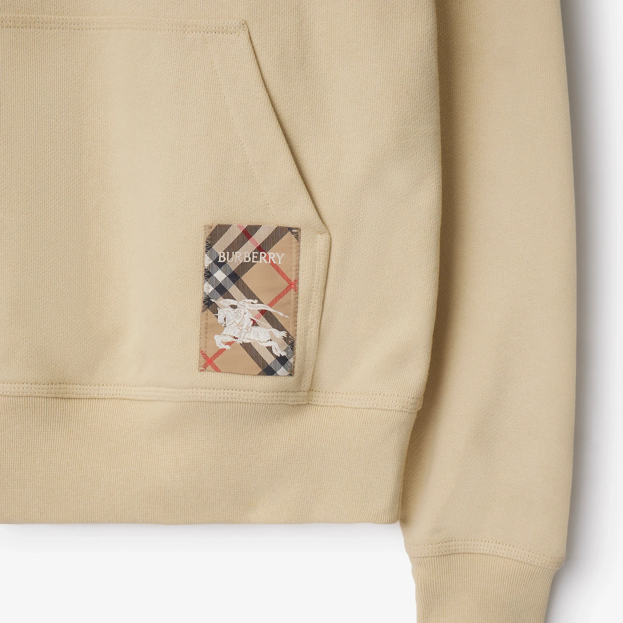 Check Label Cotton Hoodie