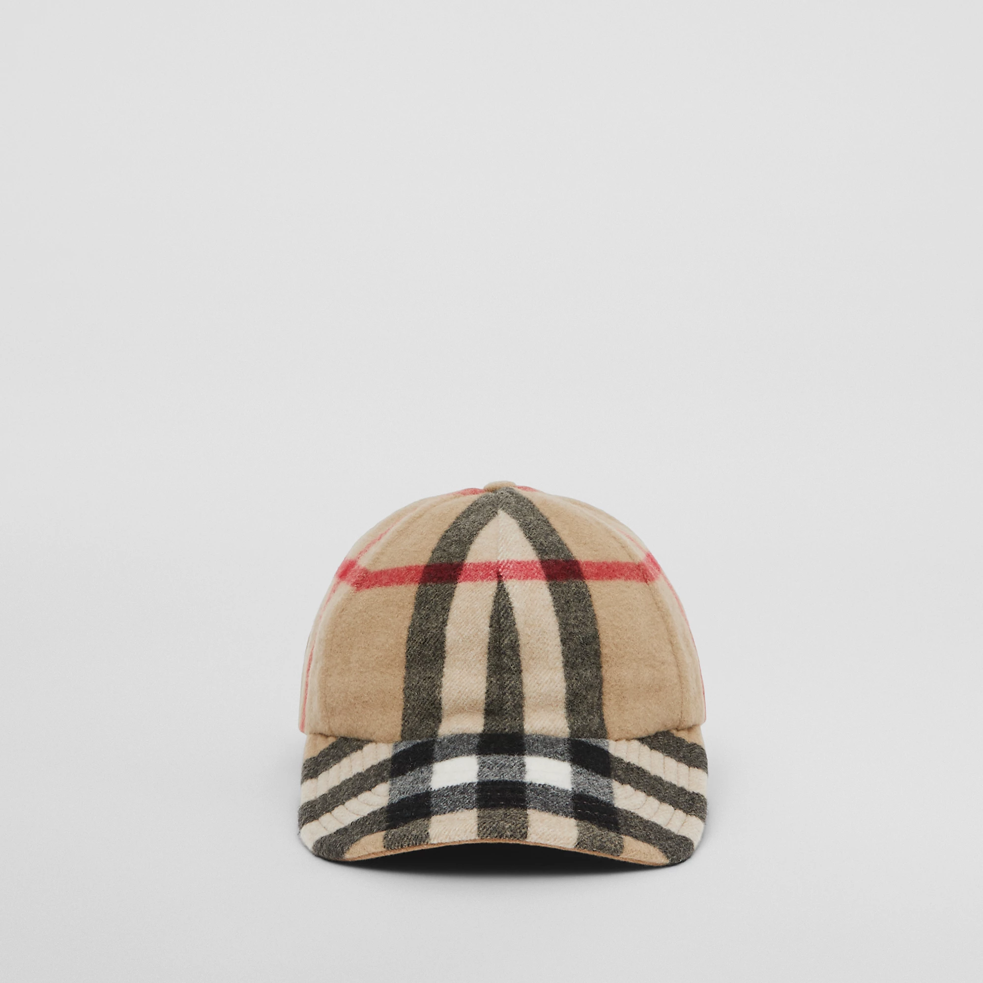 Exaggerated Check Wool Baseball Cap