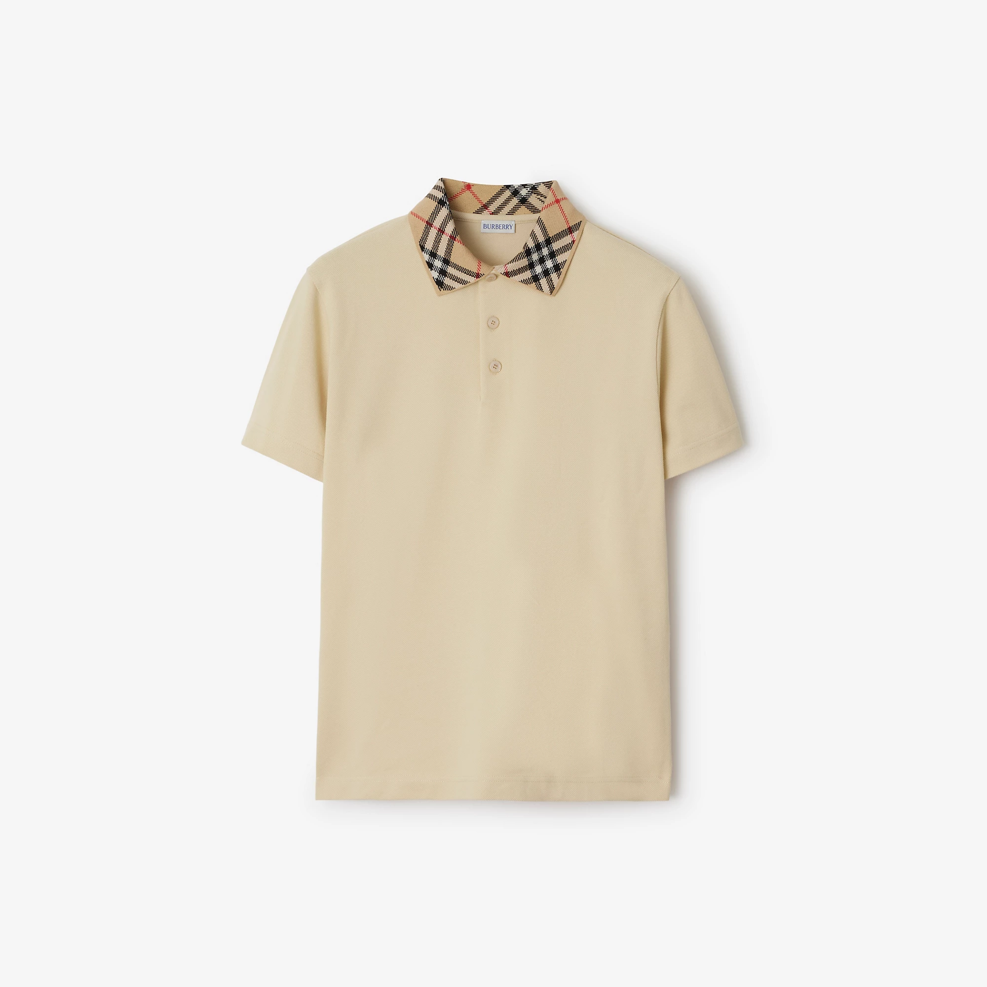 Check Collar Cotton Polo Shirt