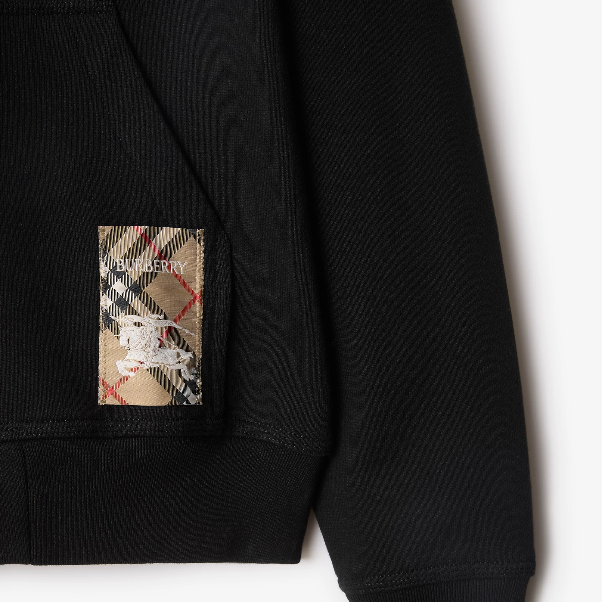 Check Label Cotton Zip Hoodie