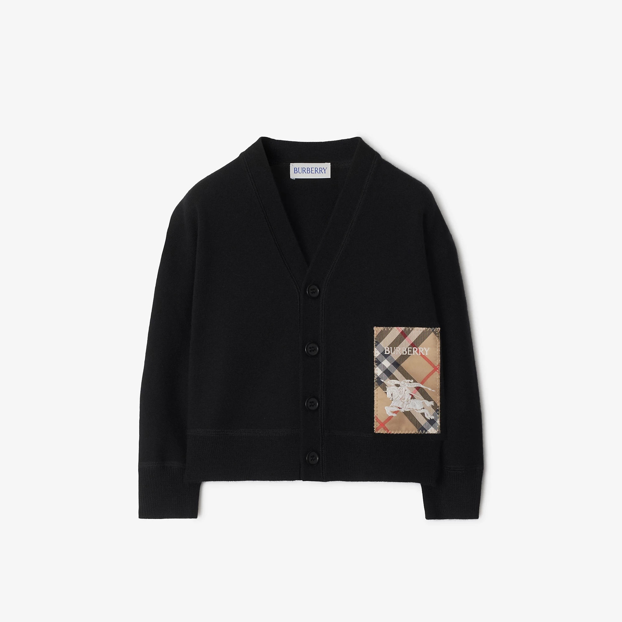 Check Label Wool Cardigan