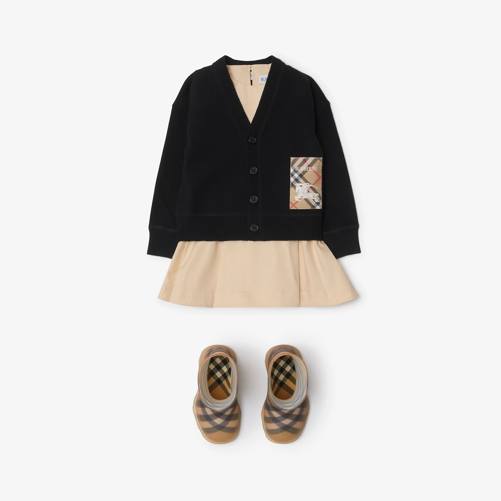 Check Label Wool Cardigan
