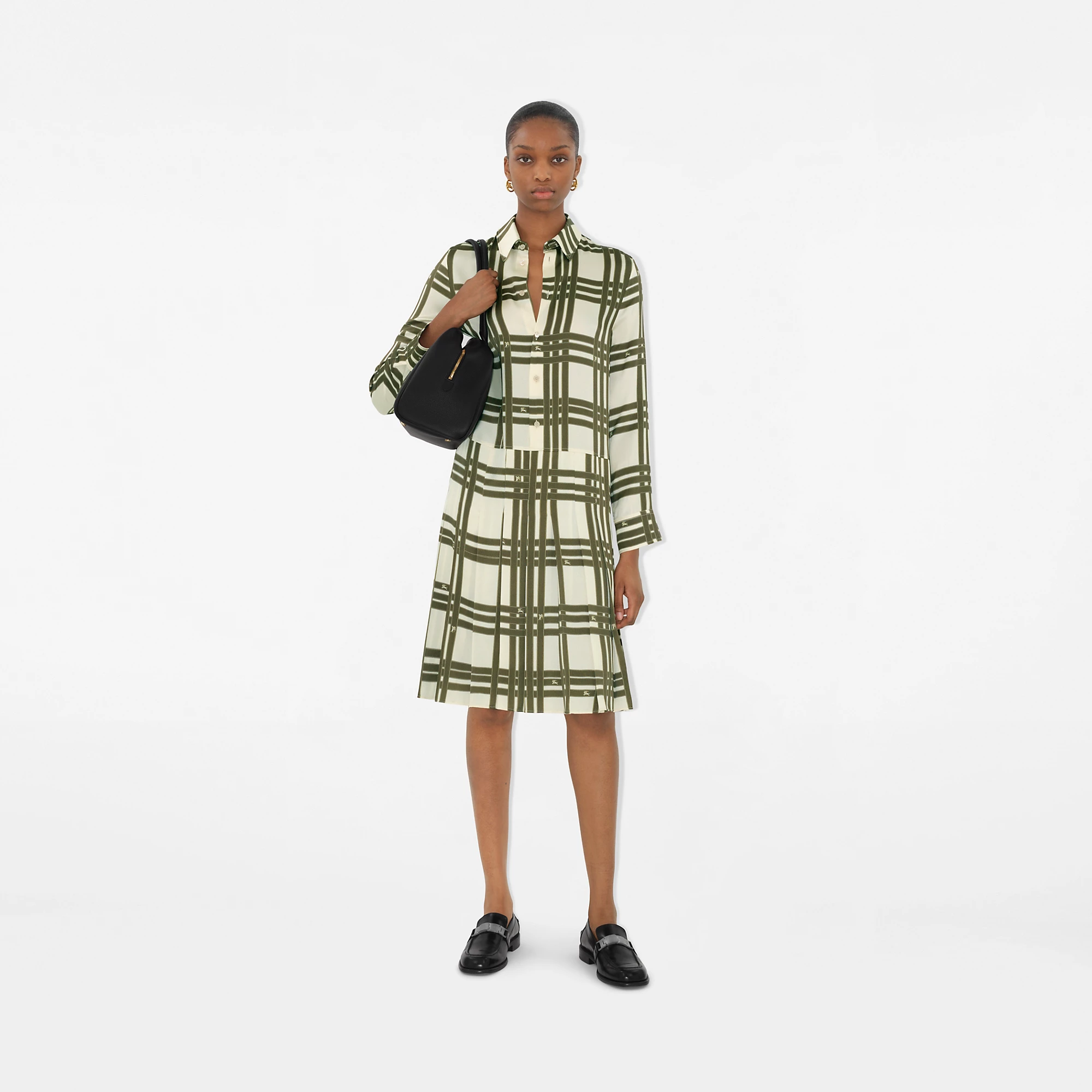 Ribbon Check Silk Dress