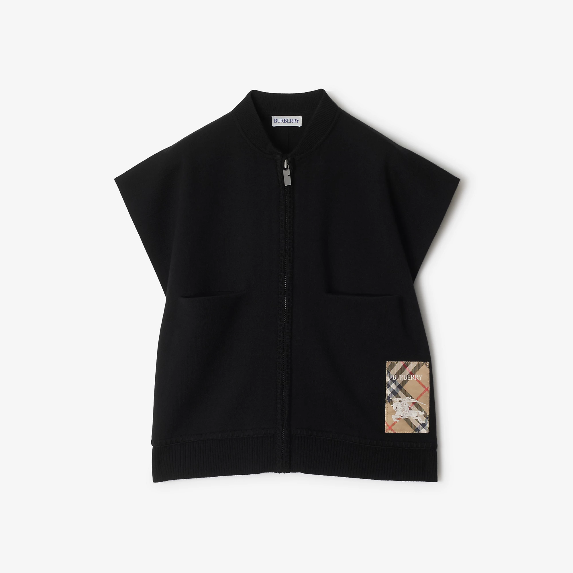 Check Label Wool Blend Cape