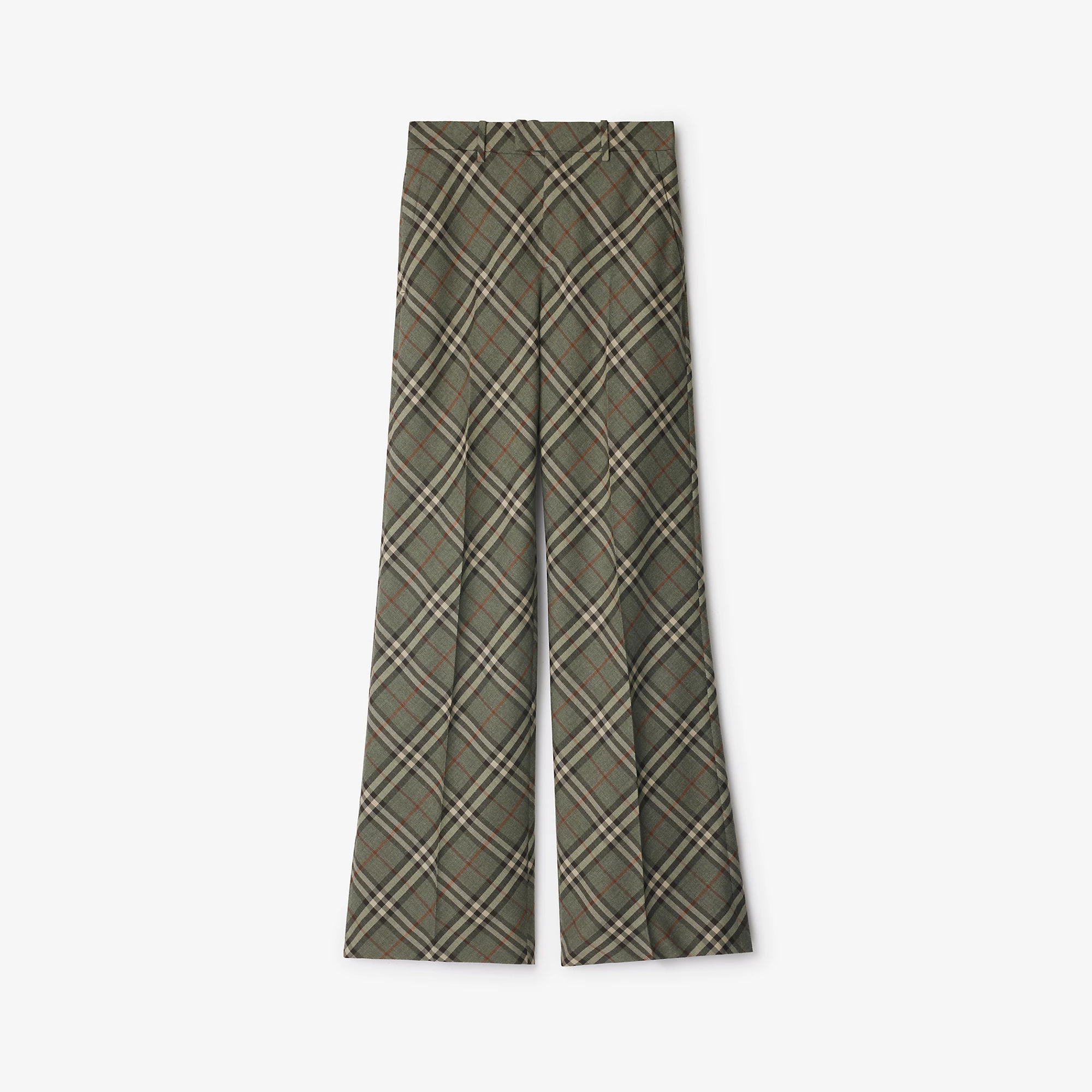Check Wool Tailored Trousers