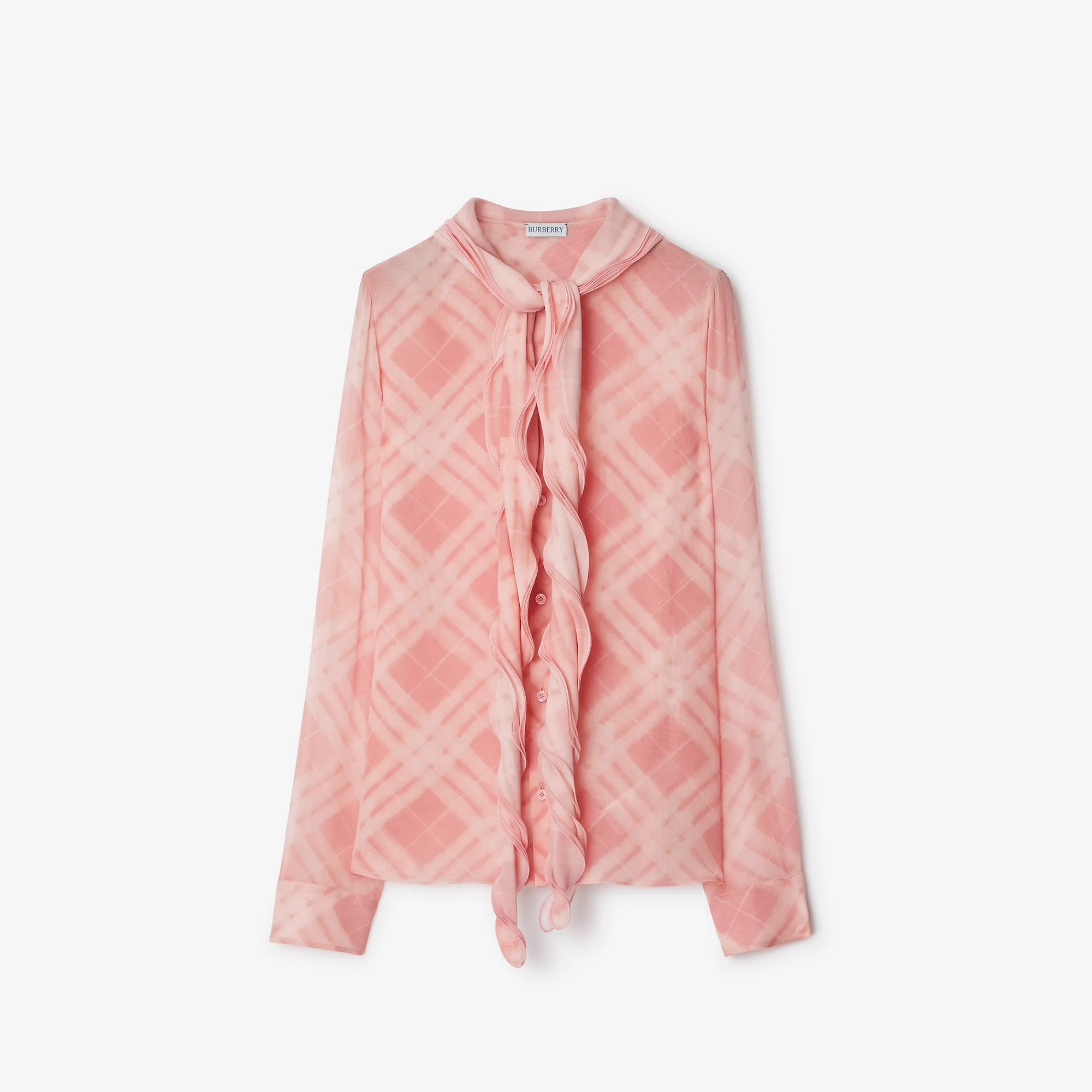 Ruffled Check Silk Blouse
