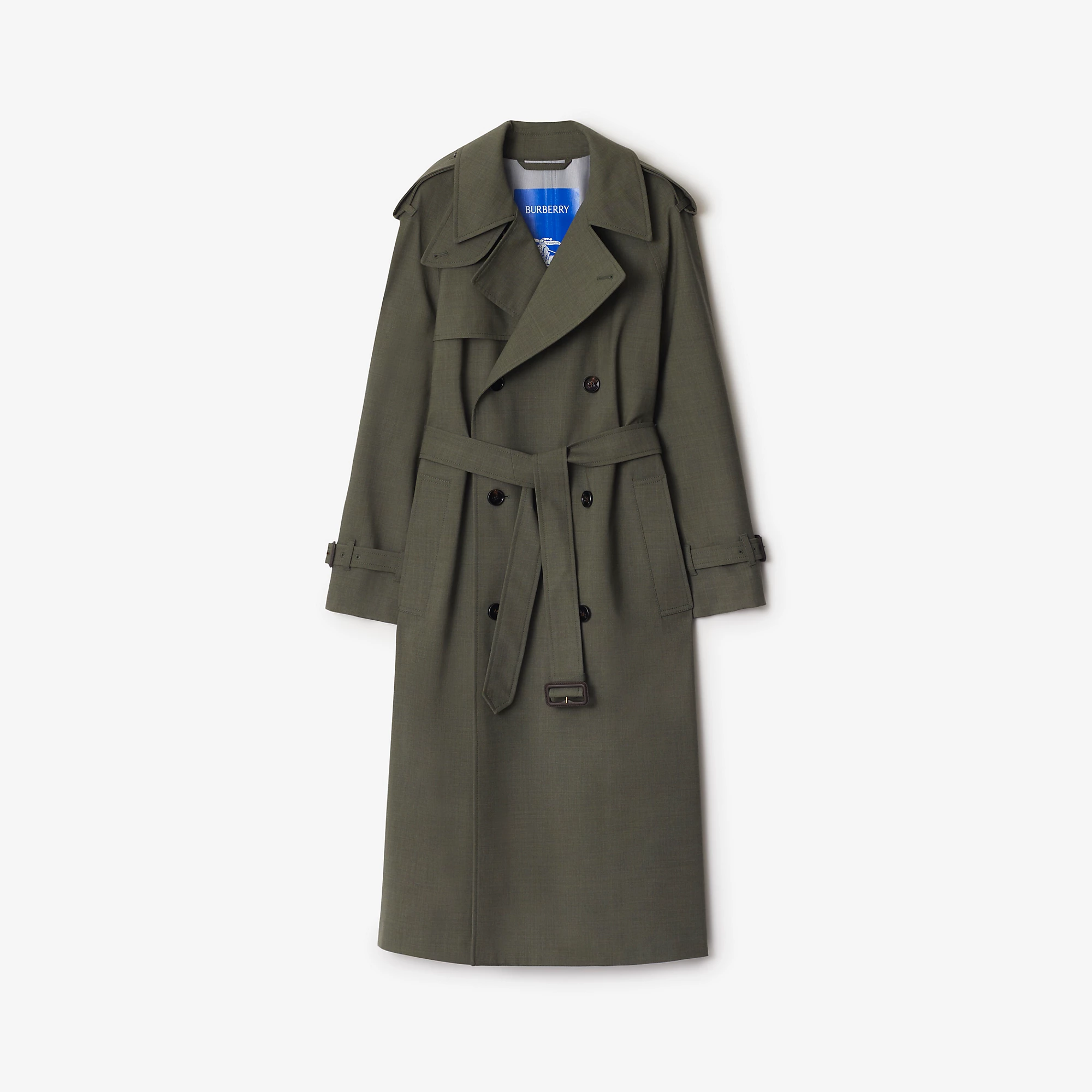 Long Stretch Wool Trench Coat
