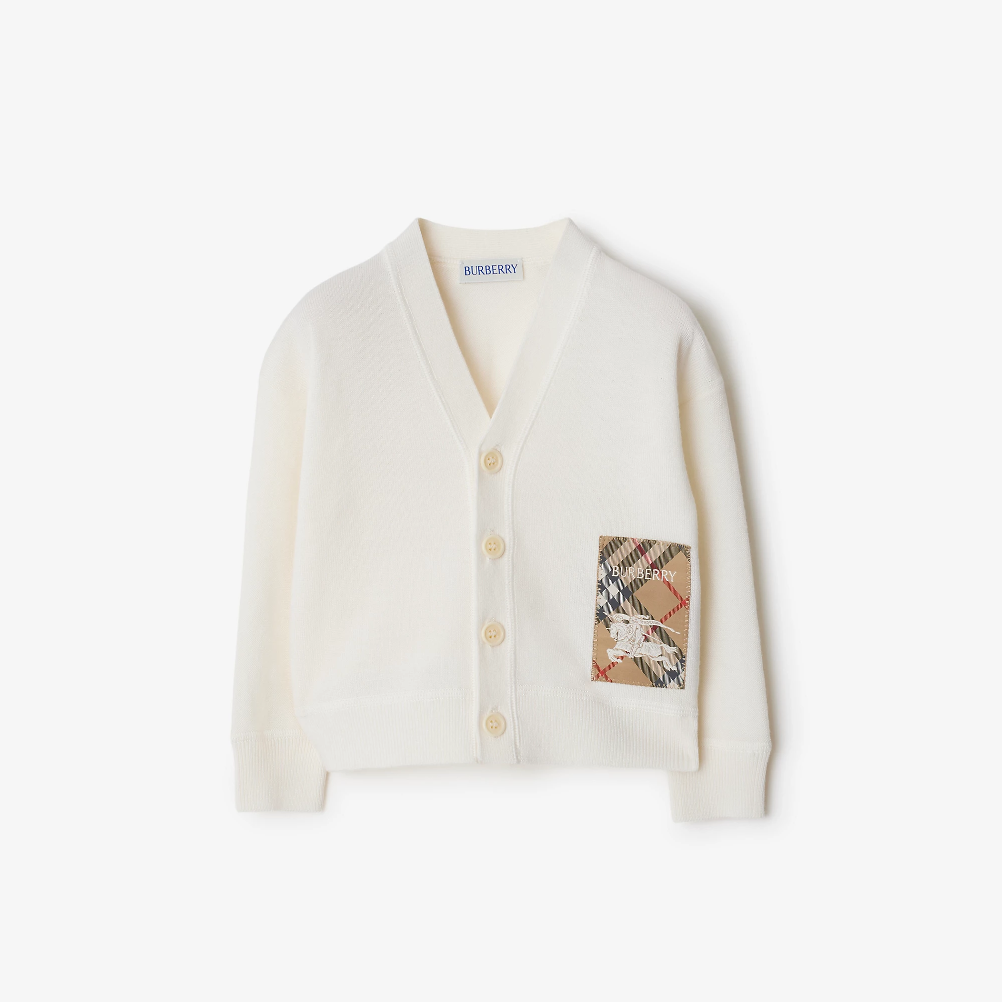 Check Label Wool Cardigan