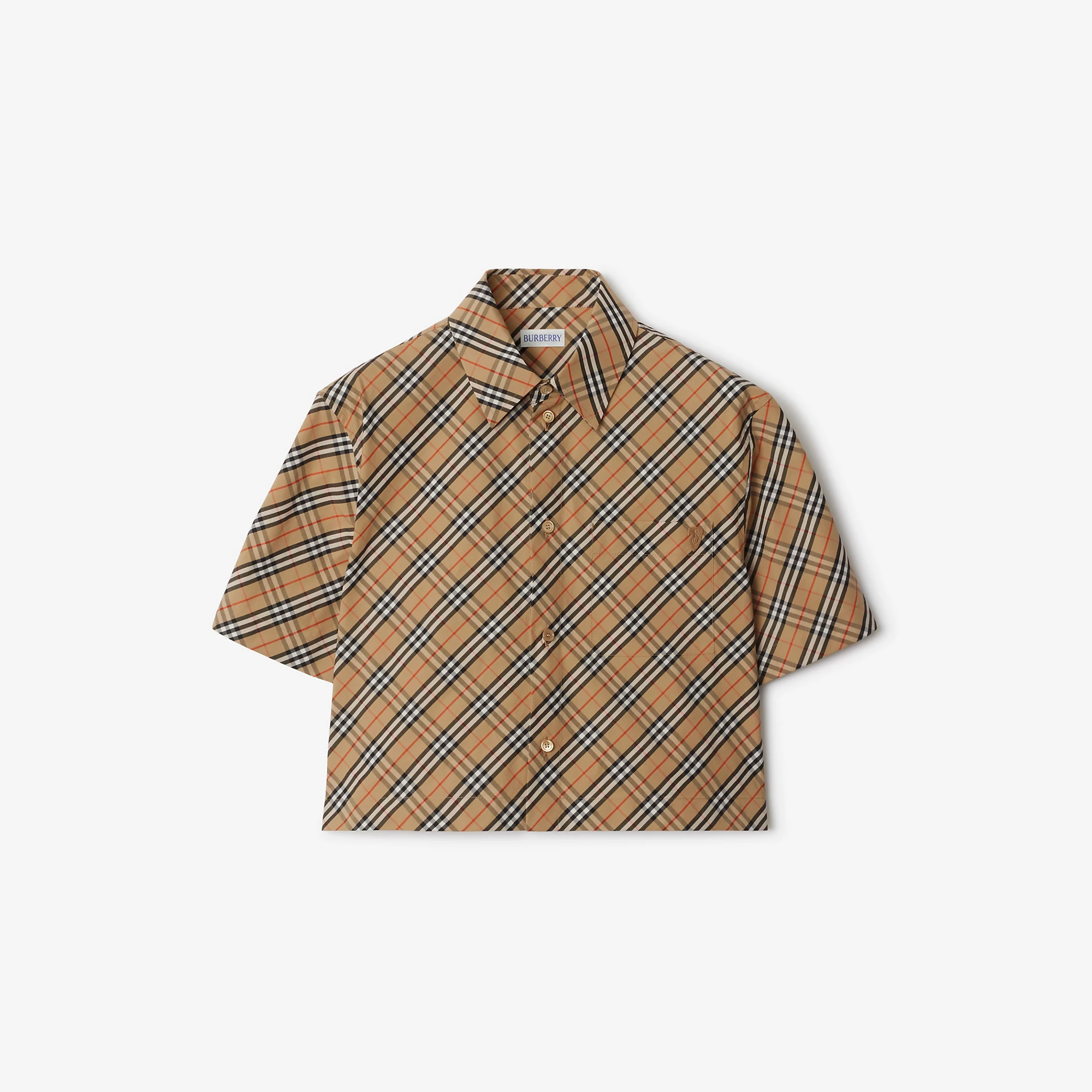 Cropped Check Cotton Shirt