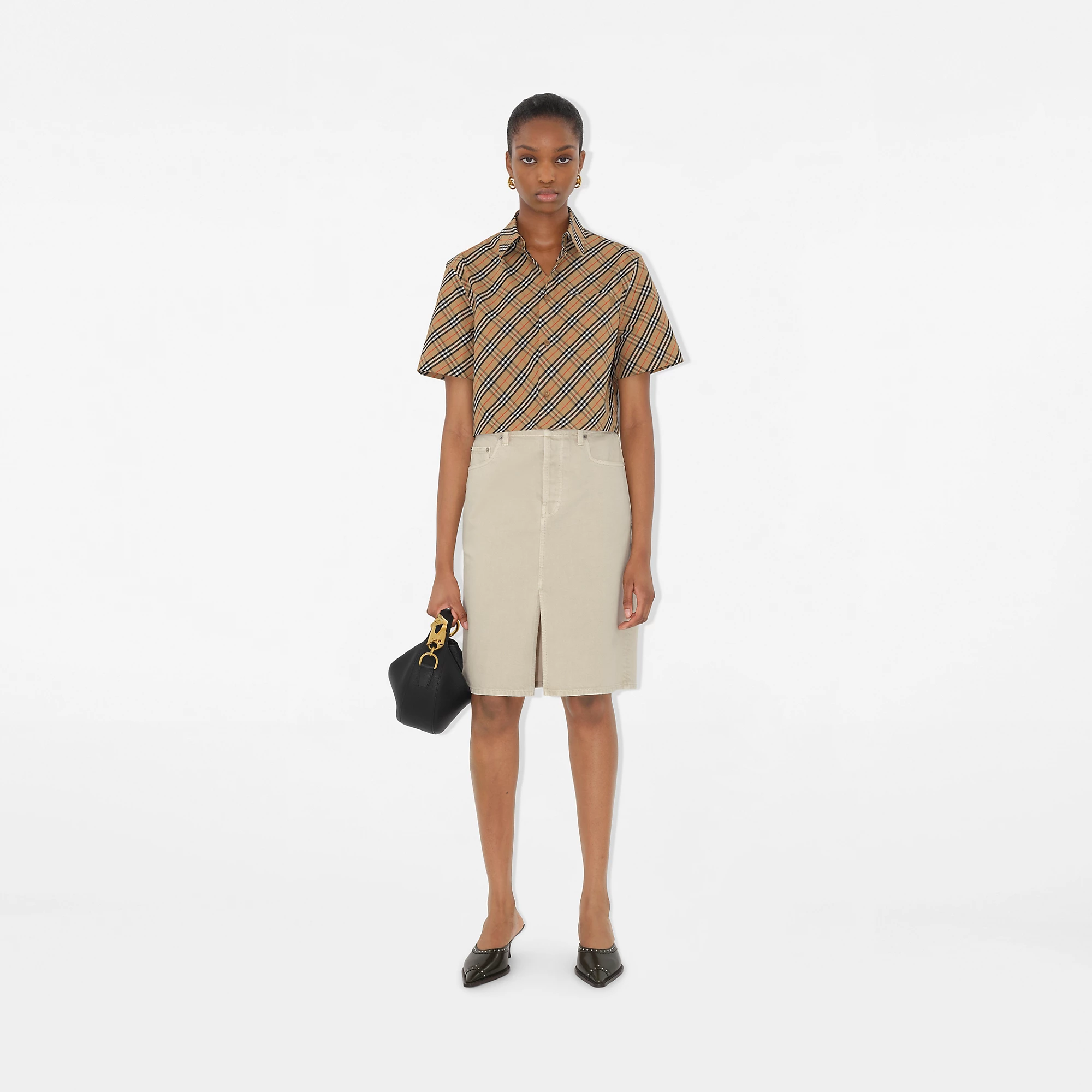 Cropped Check Cotton Shirt