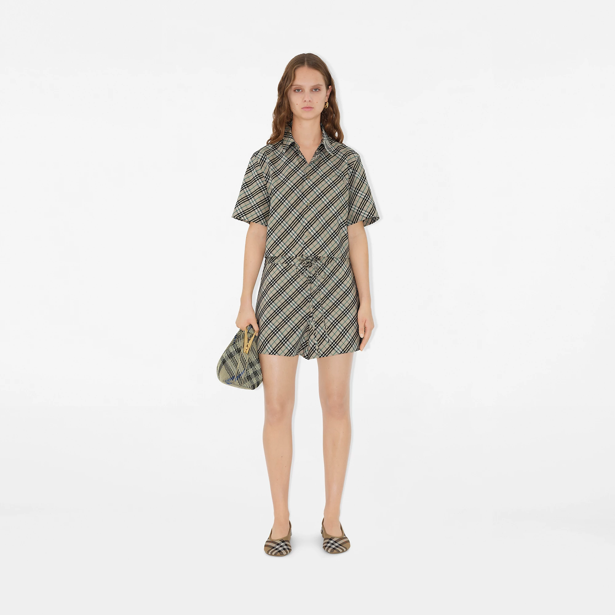 Cropped Check Cotton Shirt