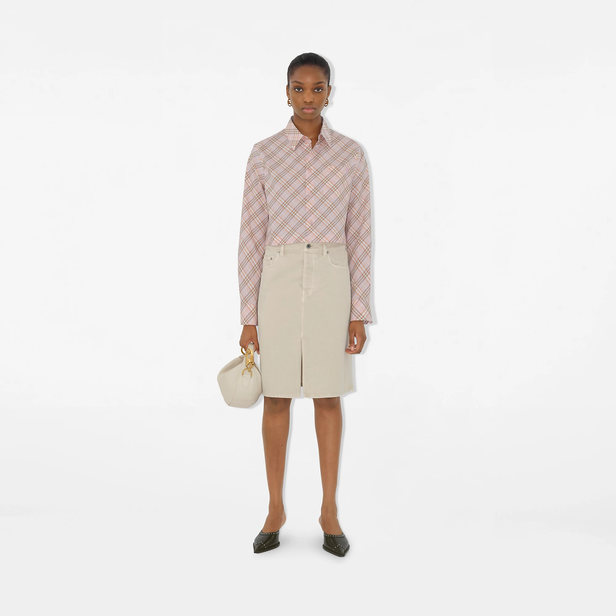 Cropped Check Cotton Shirt