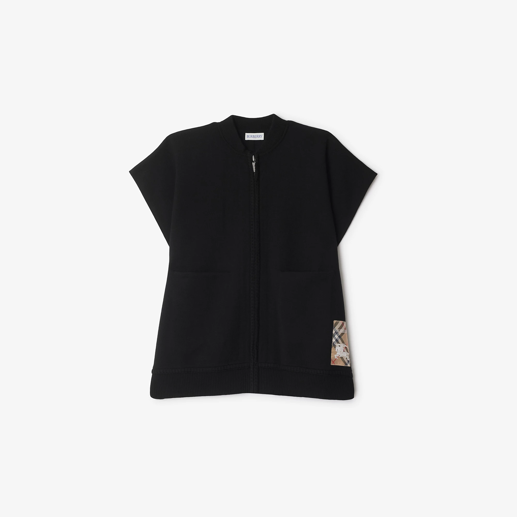 Check Label Wool Blend Cape