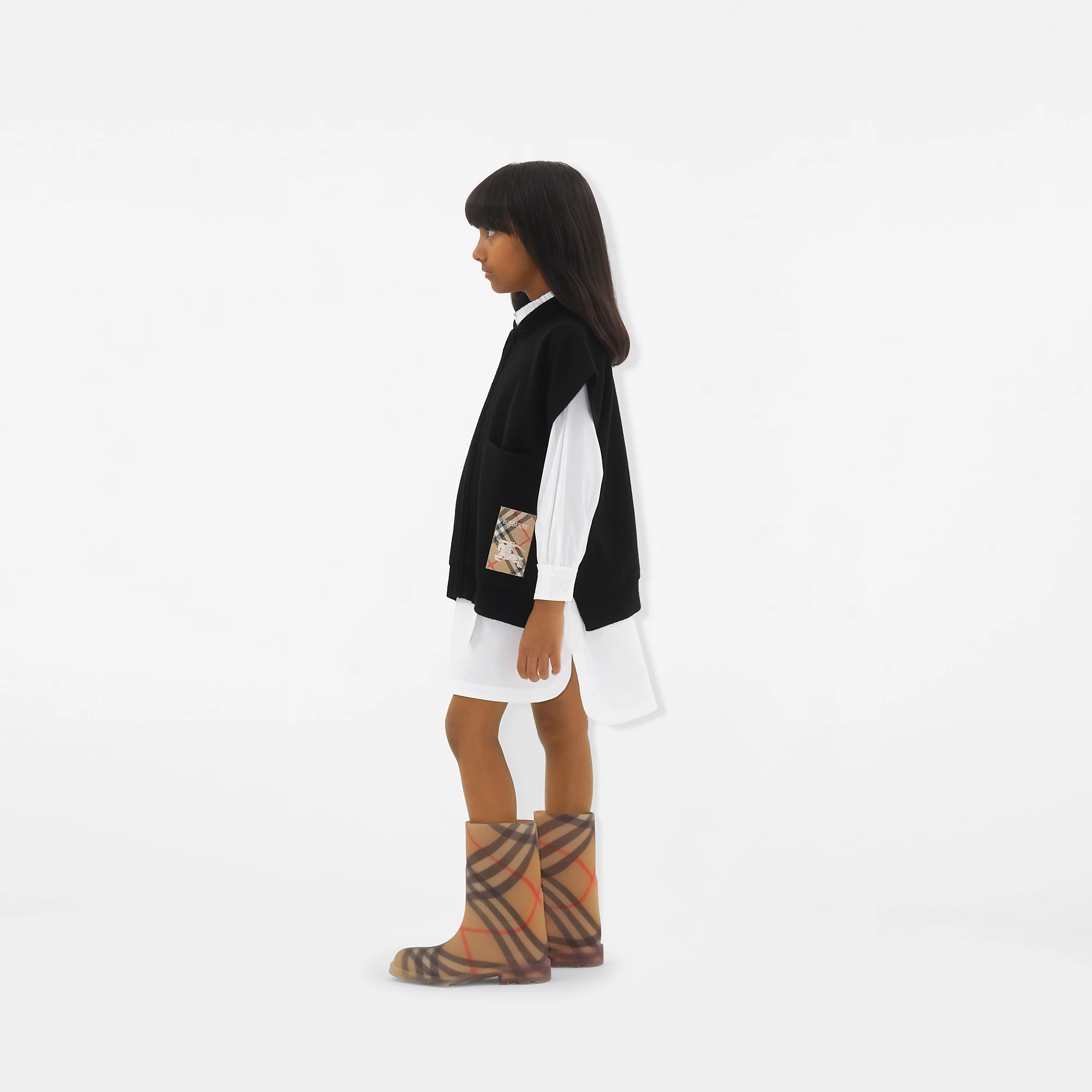 Check Label Wool Blend Cape