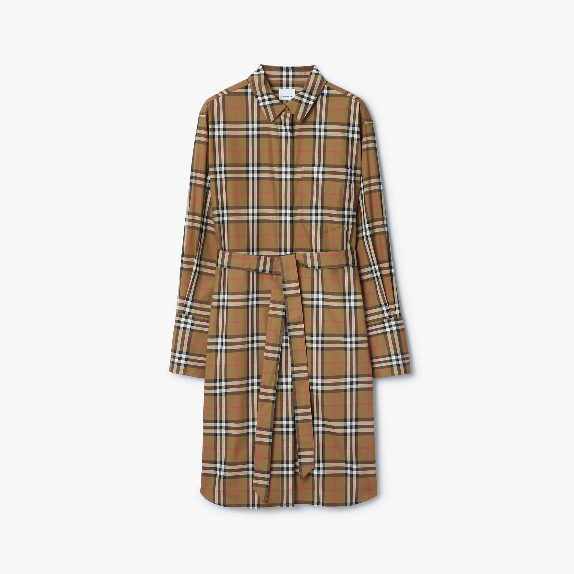 Check Stretch Cotton Shirt Dress