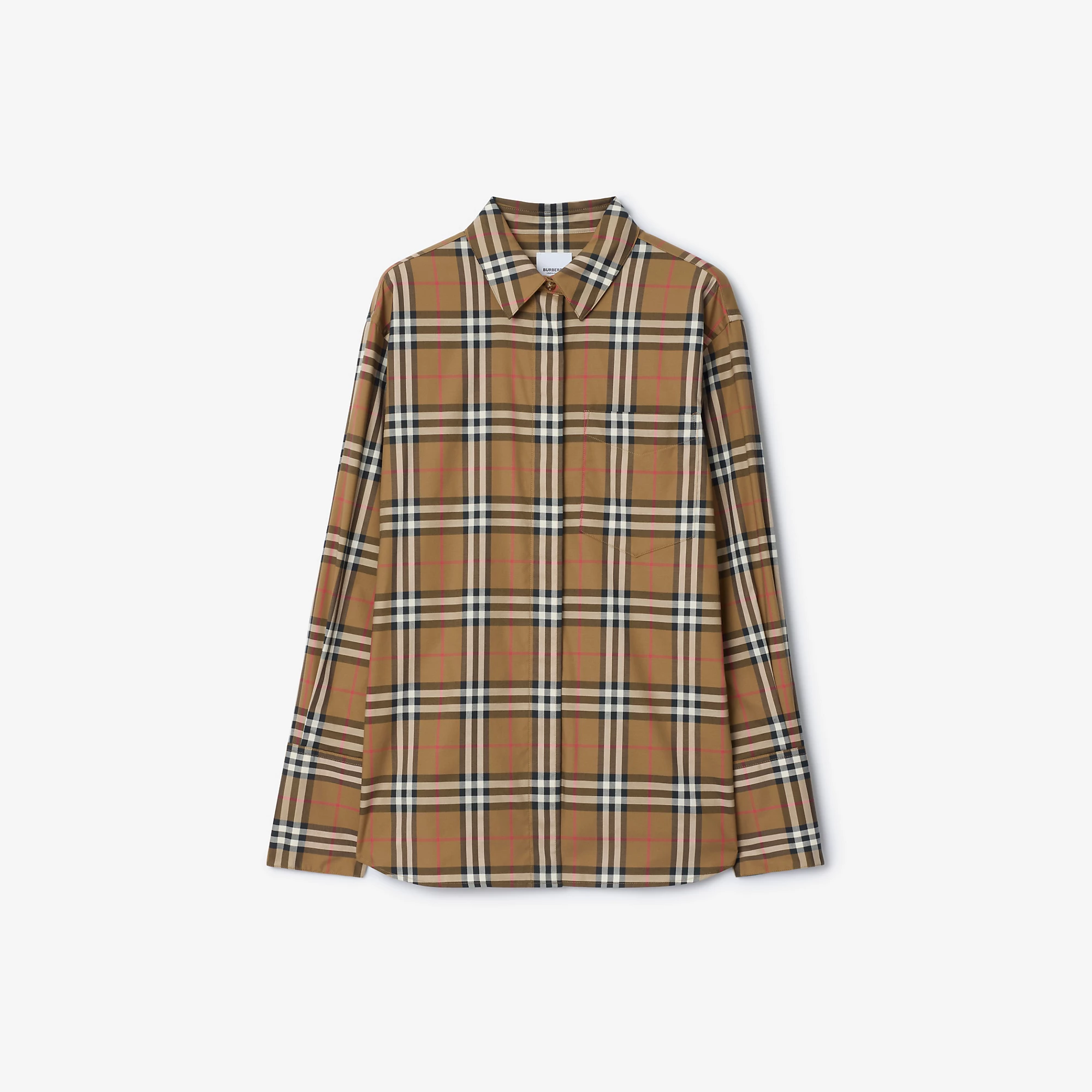 Regular Fit Check Stretch Cotton Shirt