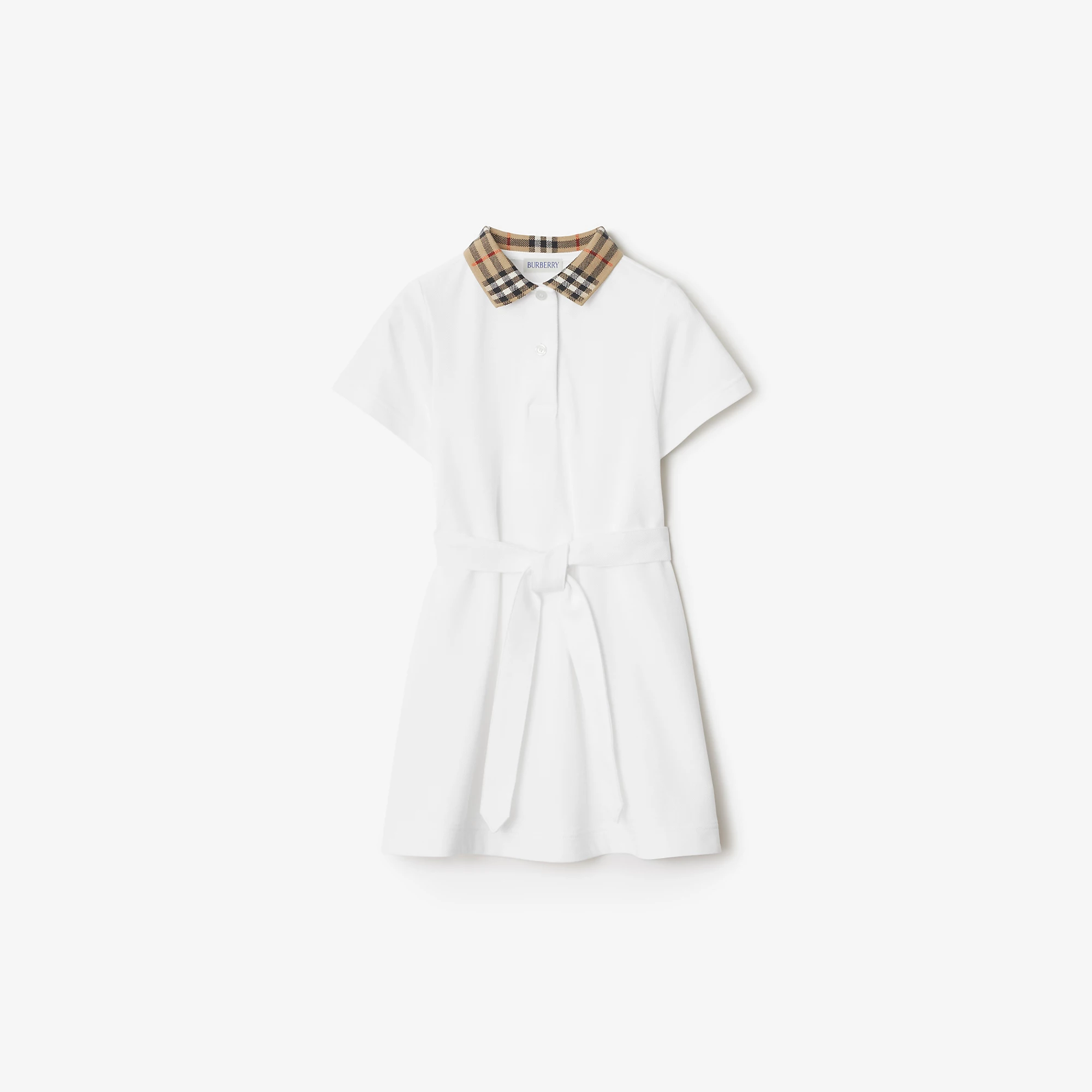 Check Collar Cotton Polo Shirt Dress