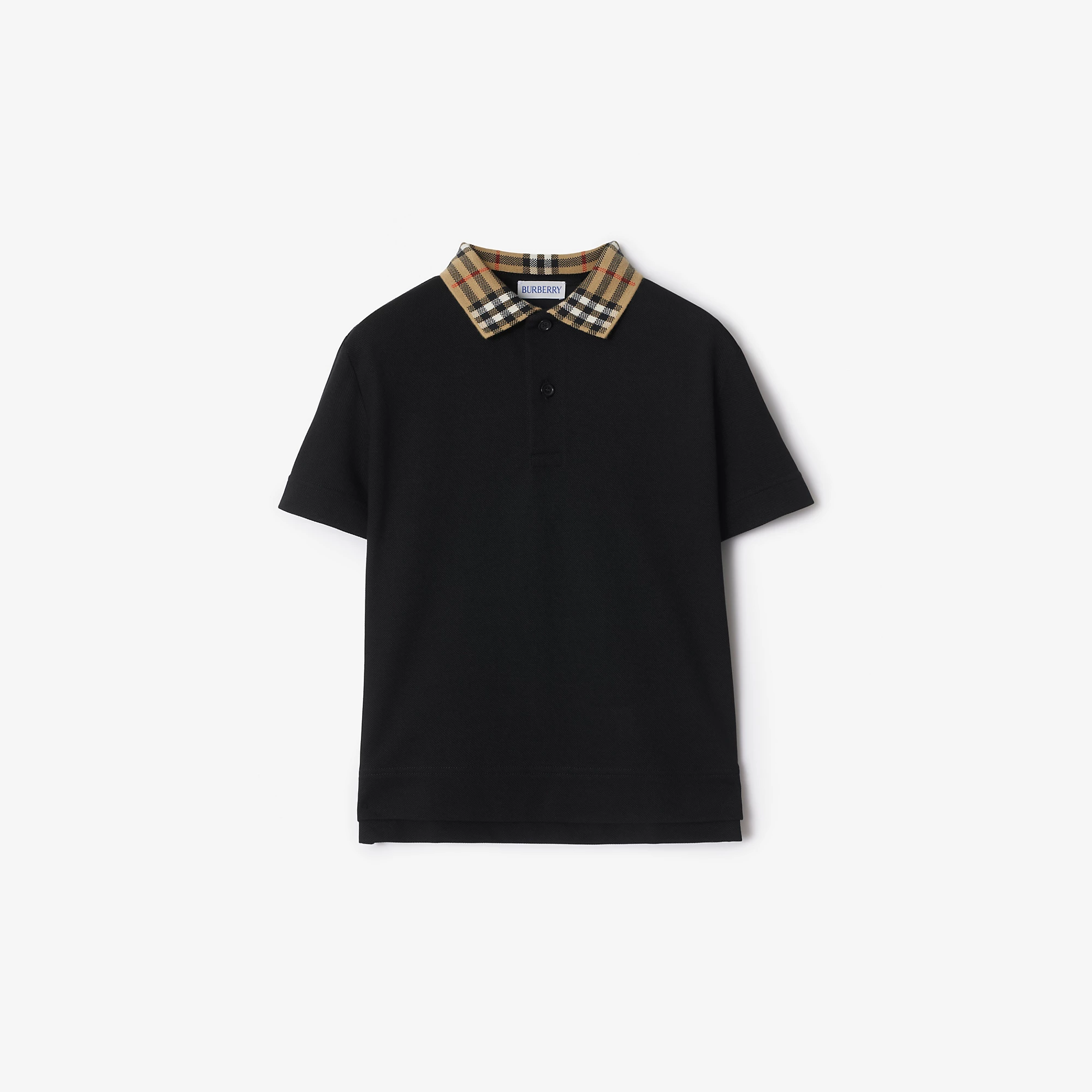 Check Collar Cotton Polo Shirt