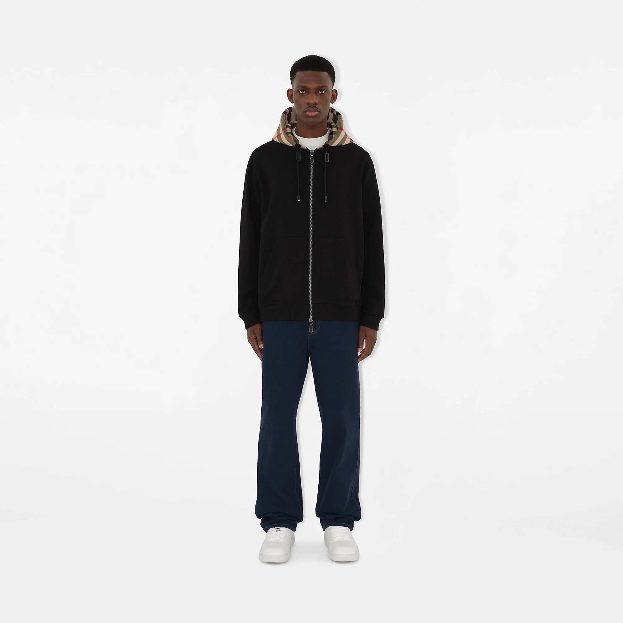 Check Hood Cotton Zip Hoodie