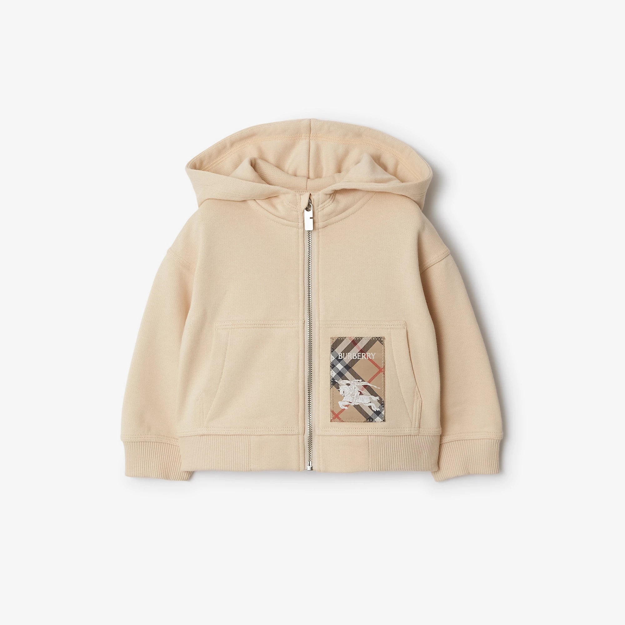 Check Label Cotton Zip Hoodie