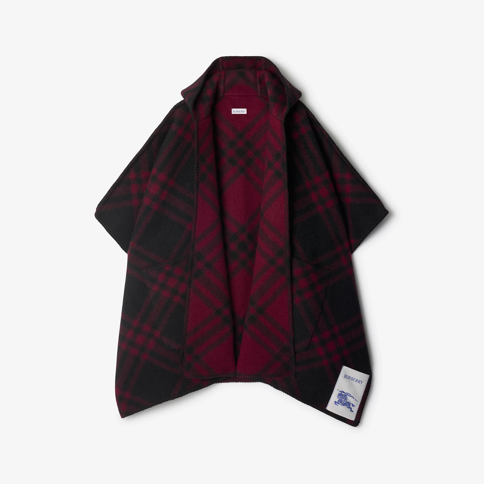 Reversible Check Wool Cape
