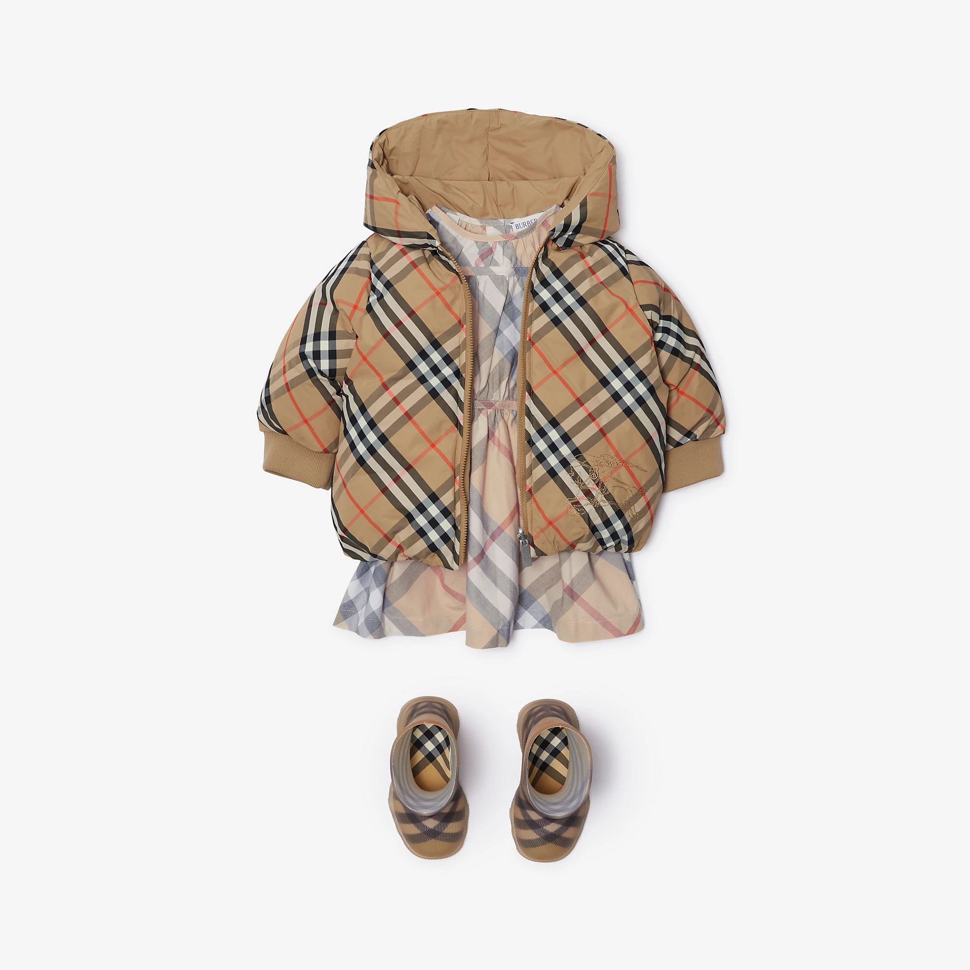 Reversible Check Nylon Puffer Jacket