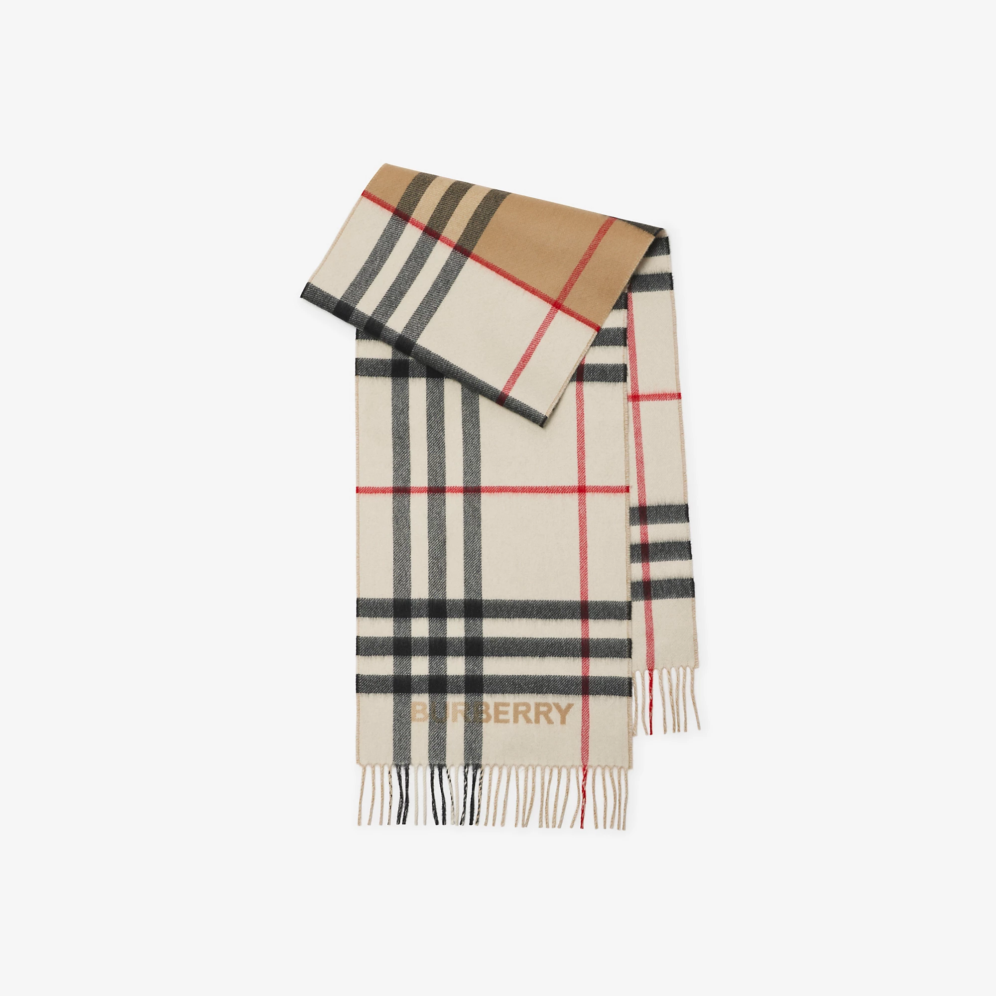 Contrast Check Cashmere Scarf