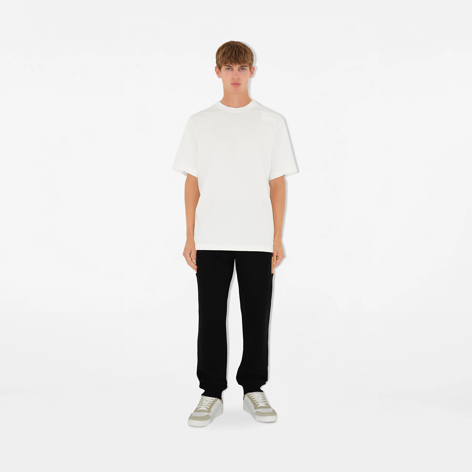 Check Panel Cotton Jogging Pants