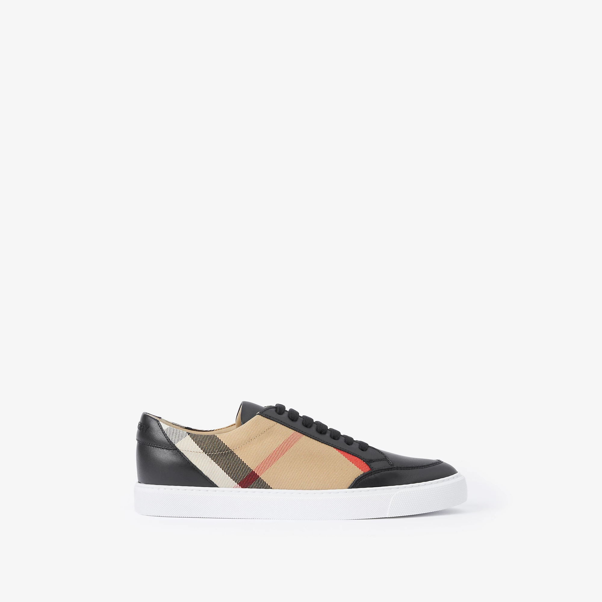 Check and Leather Sneakers