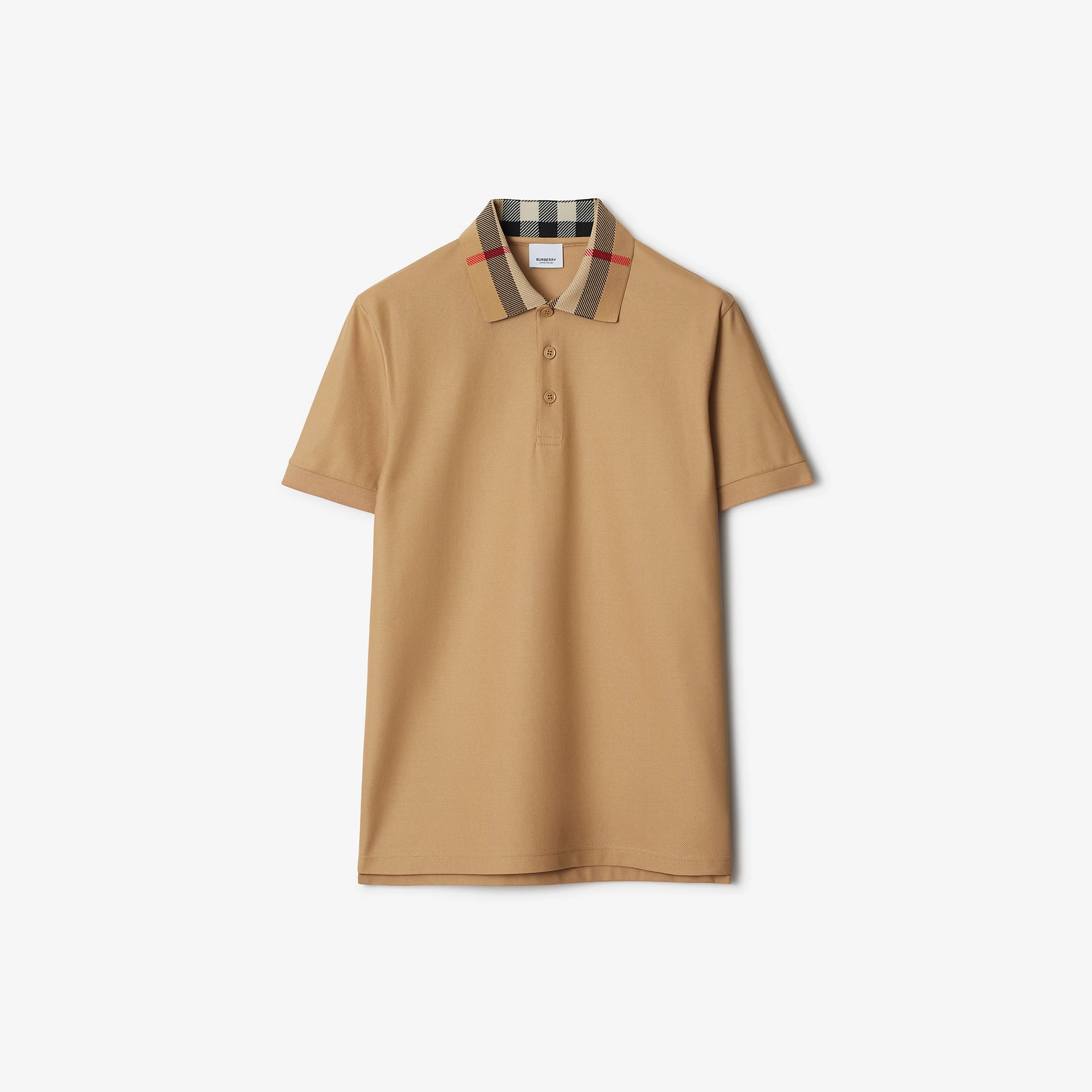 Check Collar Cotton Polo Shirt