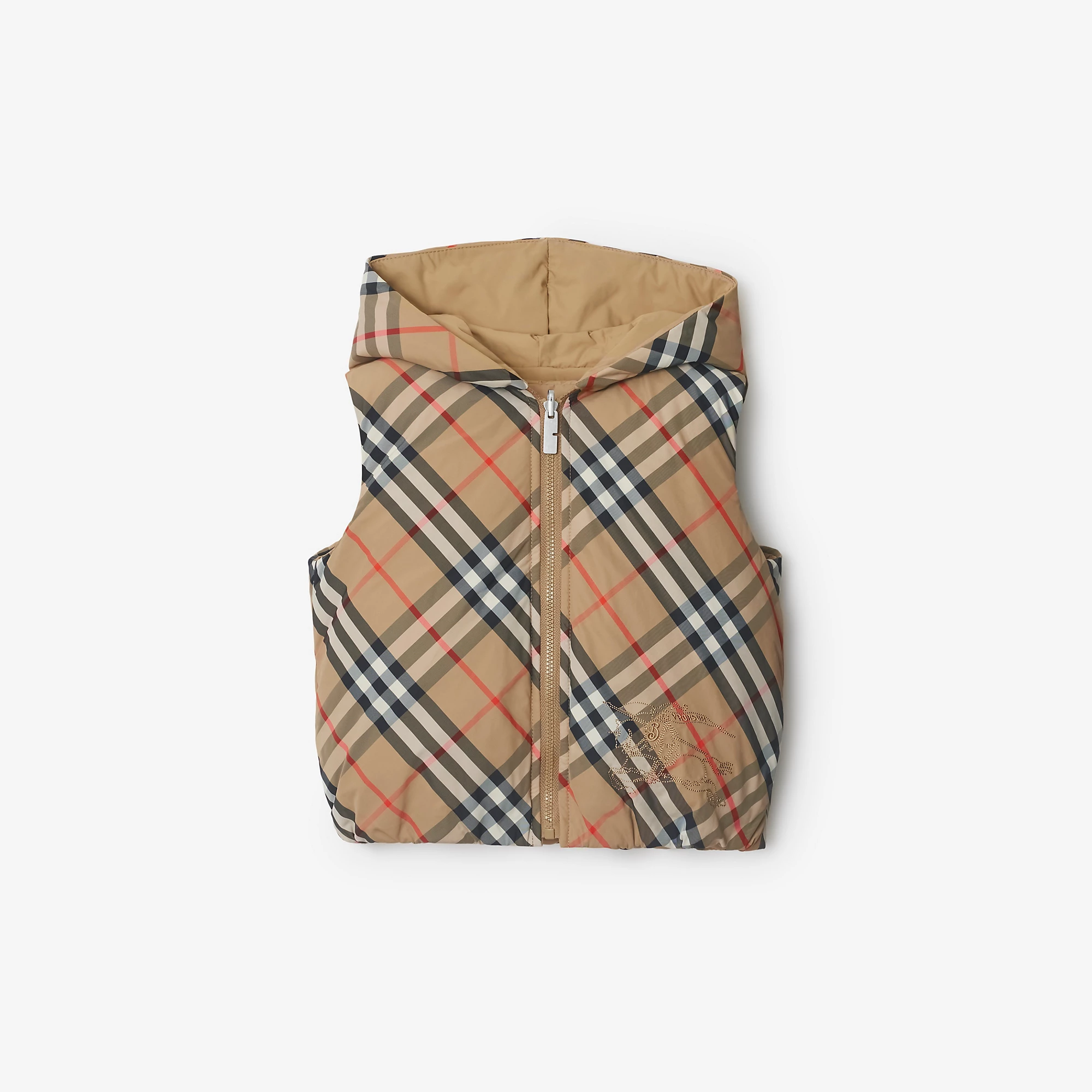 Reversible Check Nylon Padded Gilet
