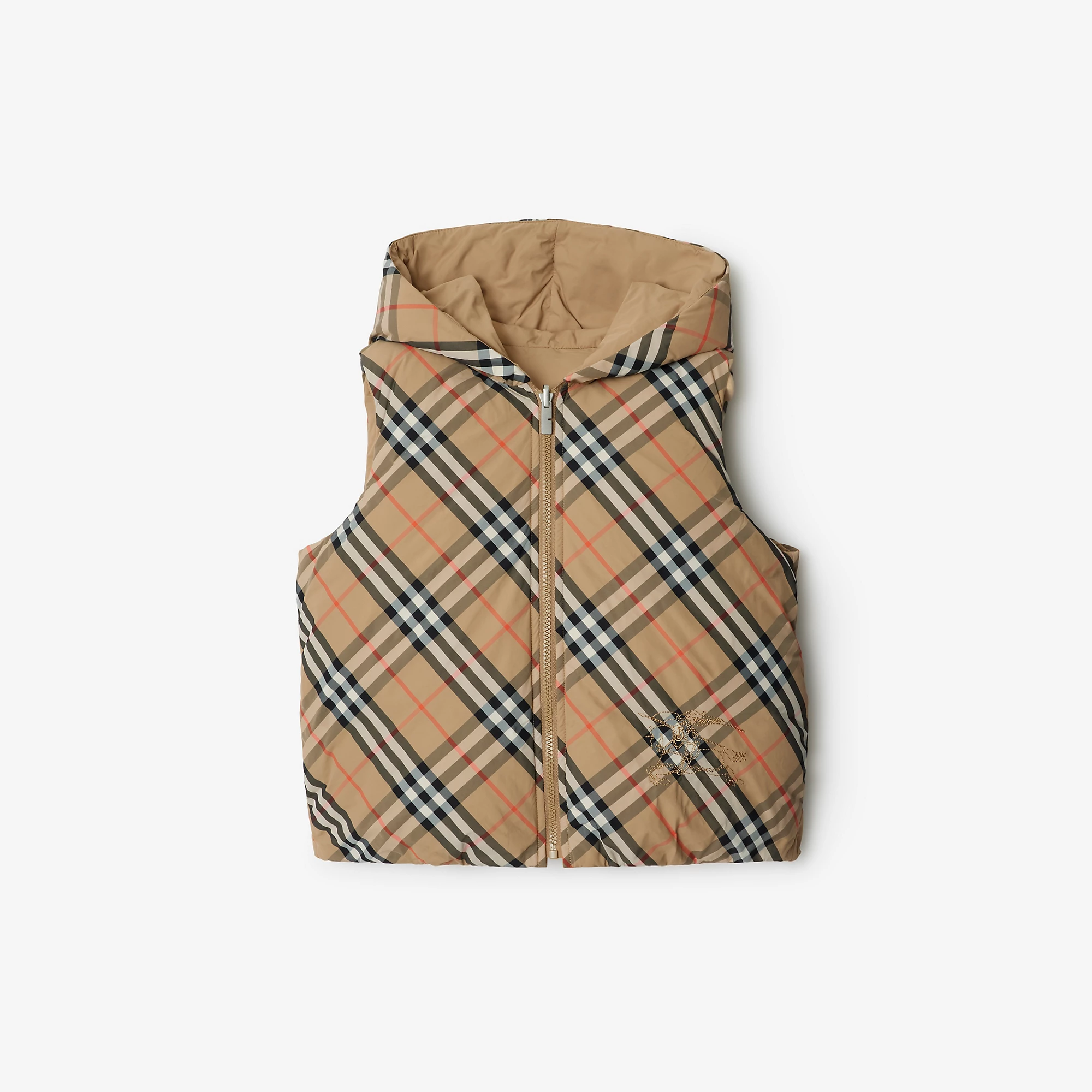 Reversible Check Nylon Padded Gilet