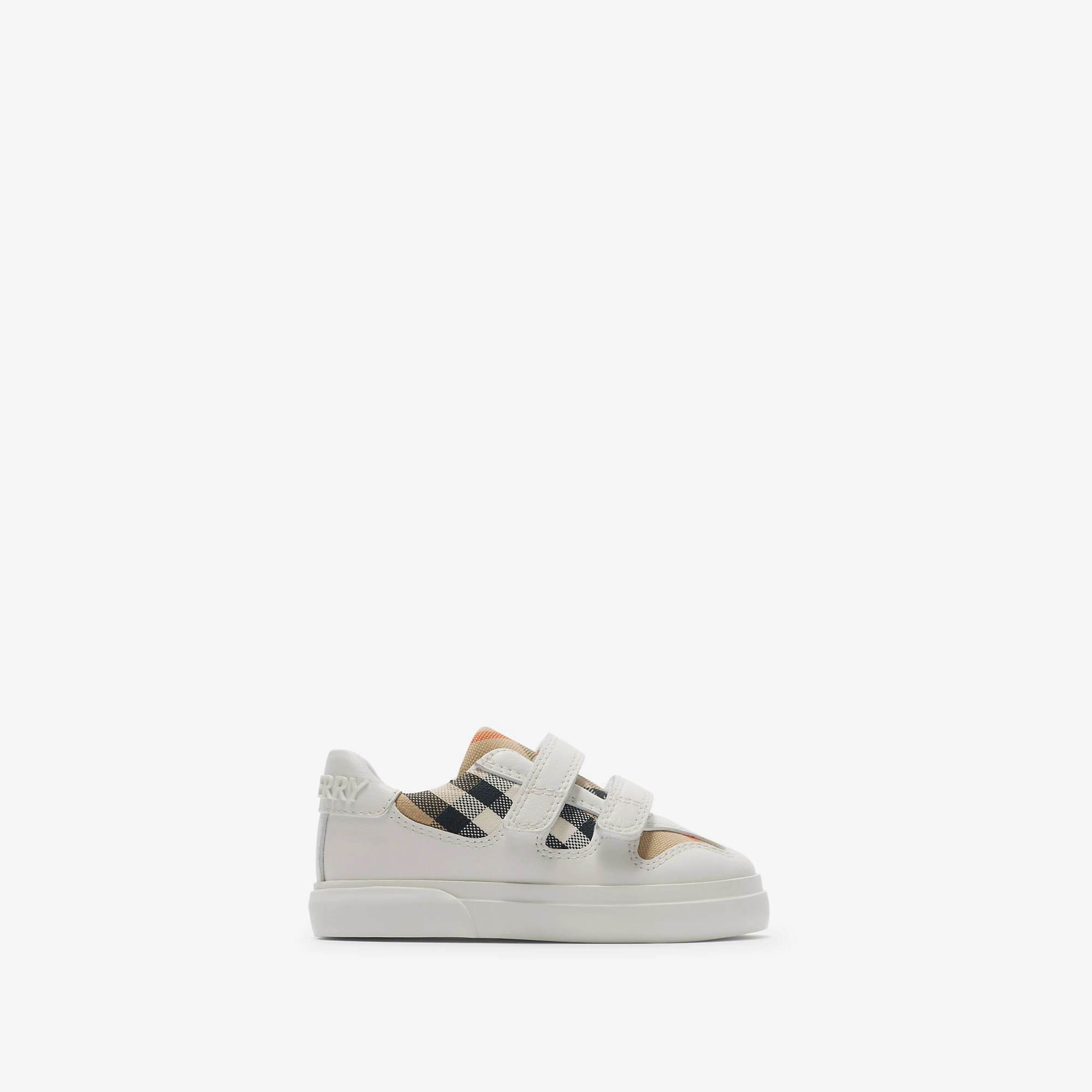 Check and Leather Sneakers