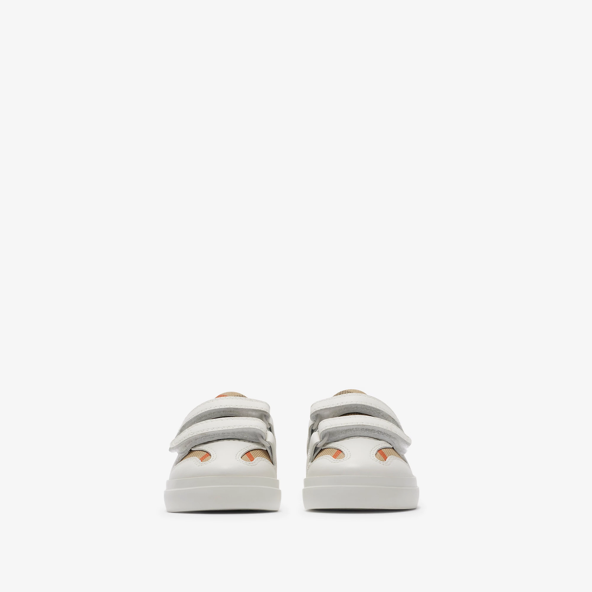 Check and Leather Sneakers