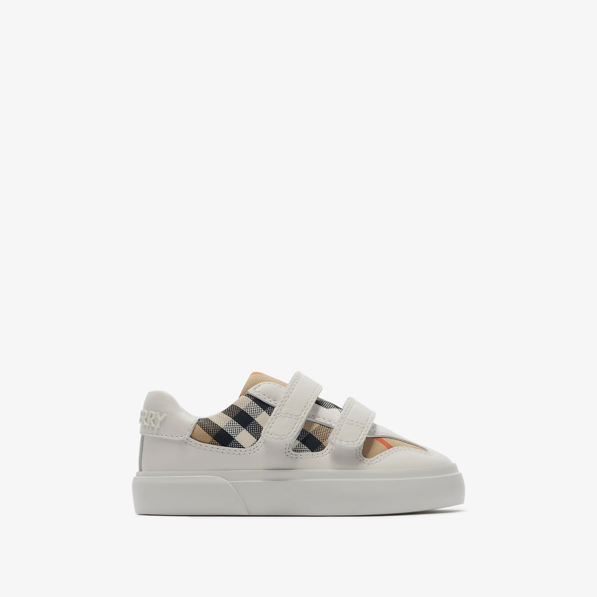 Check and Leather Sneakers