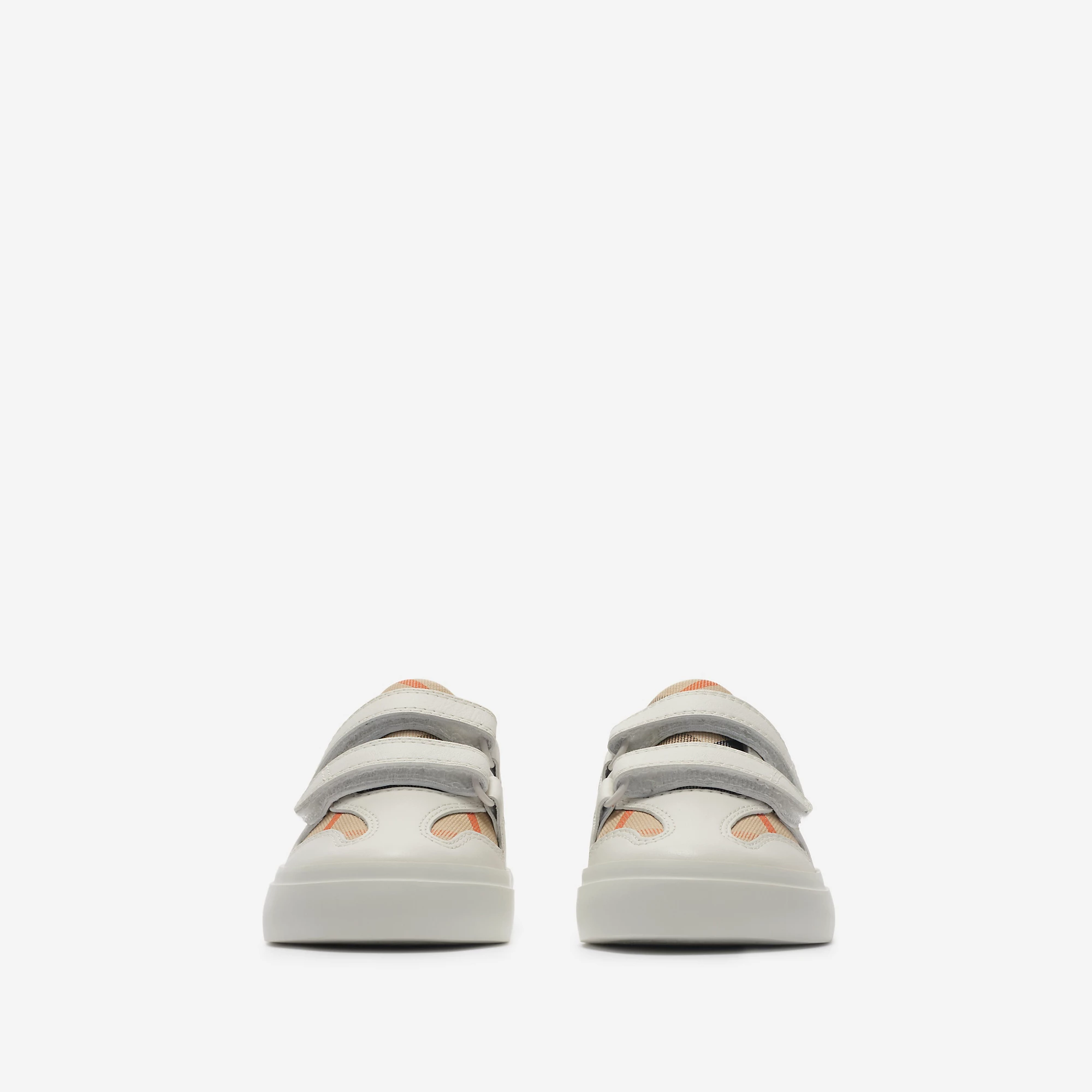 Check and Leather Sneakers