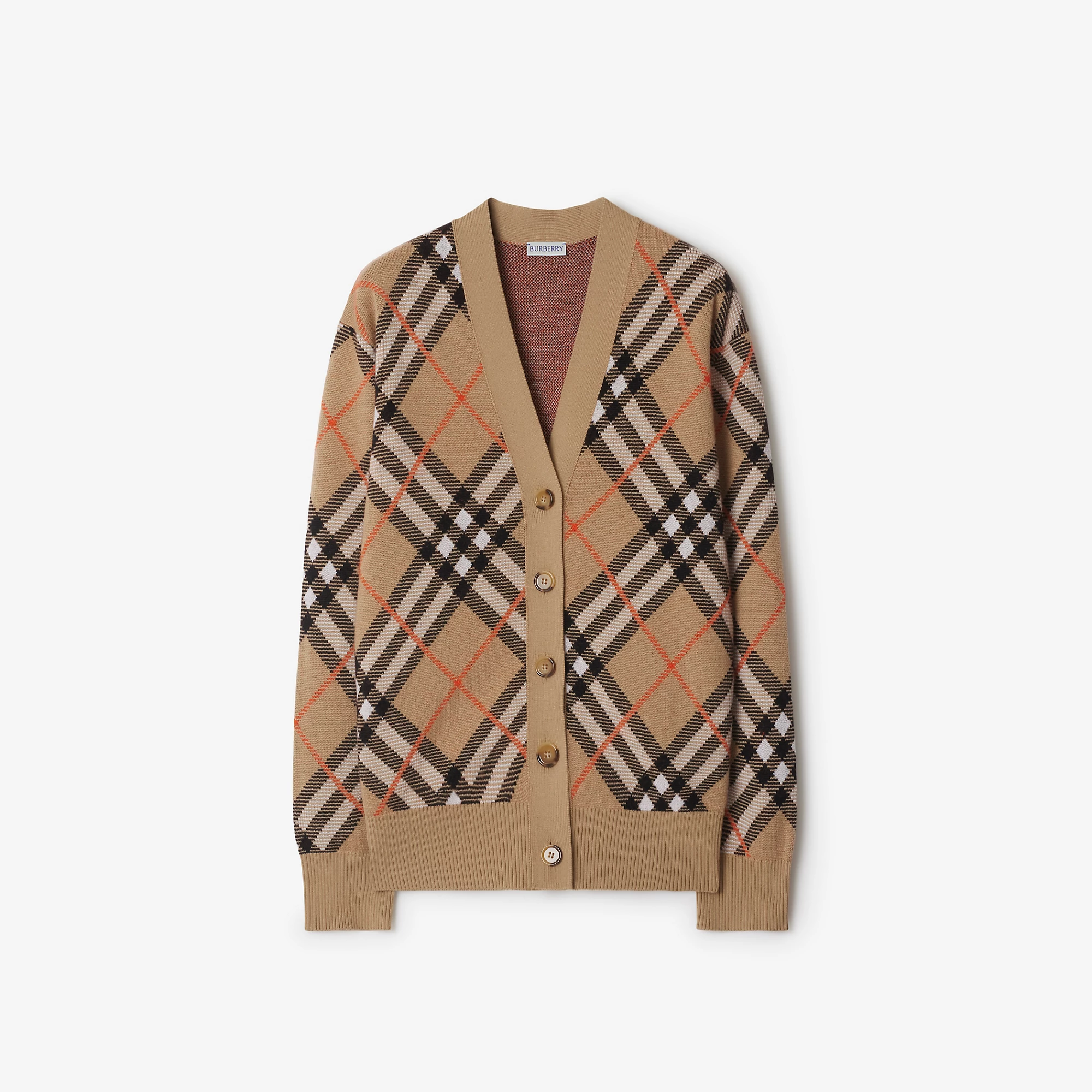 Check Wool Mohair Blend Cardigan