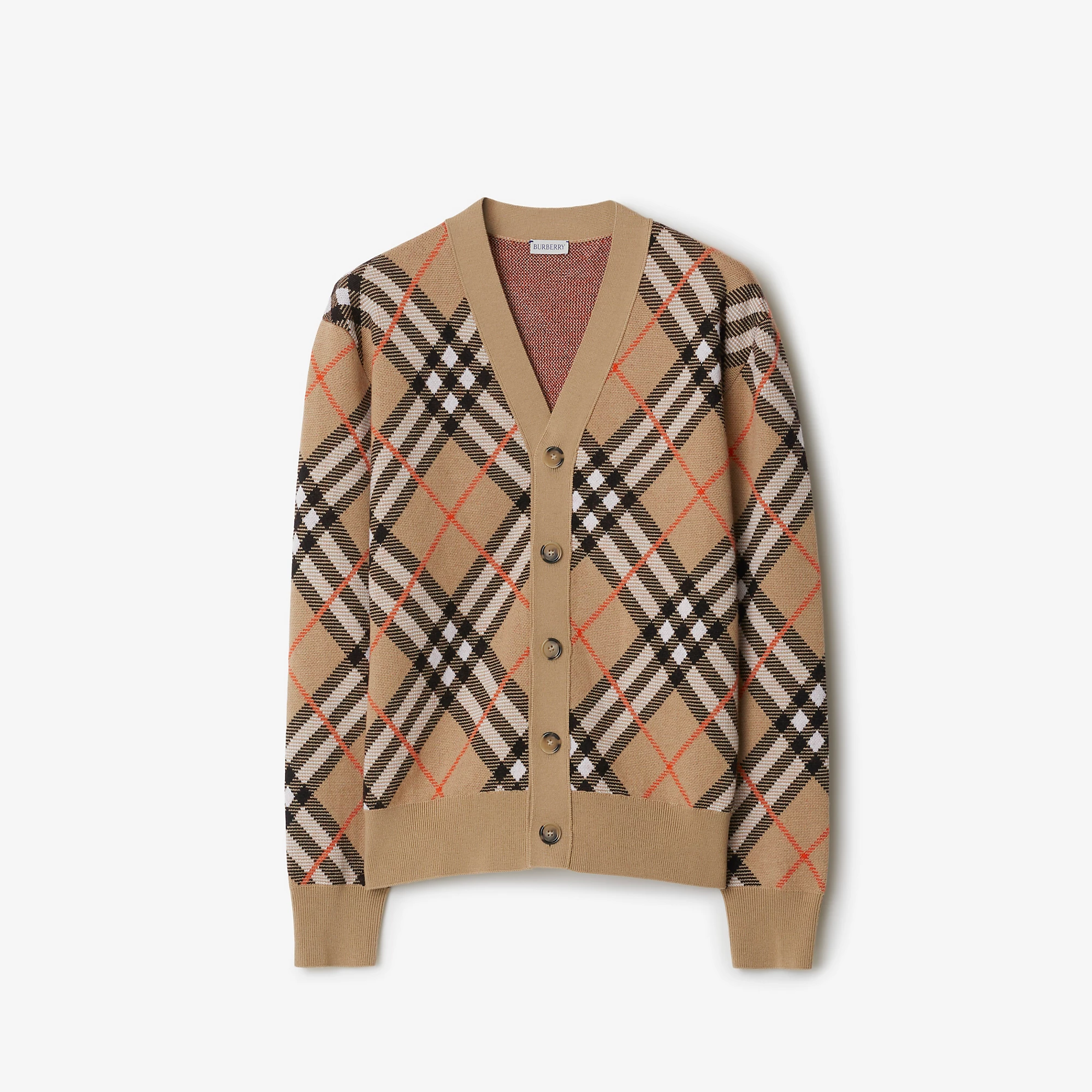 Check Wool Mohair Blend Cardigan