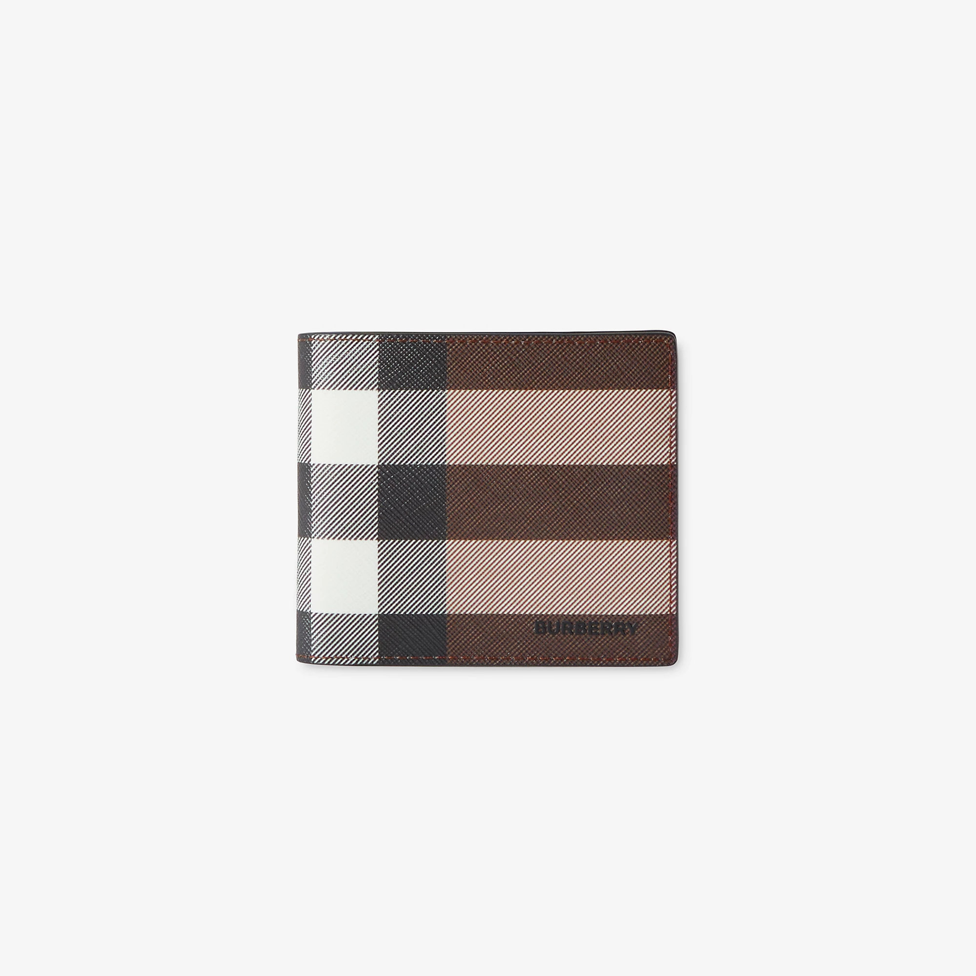 Check and Leather Bifold Wallet