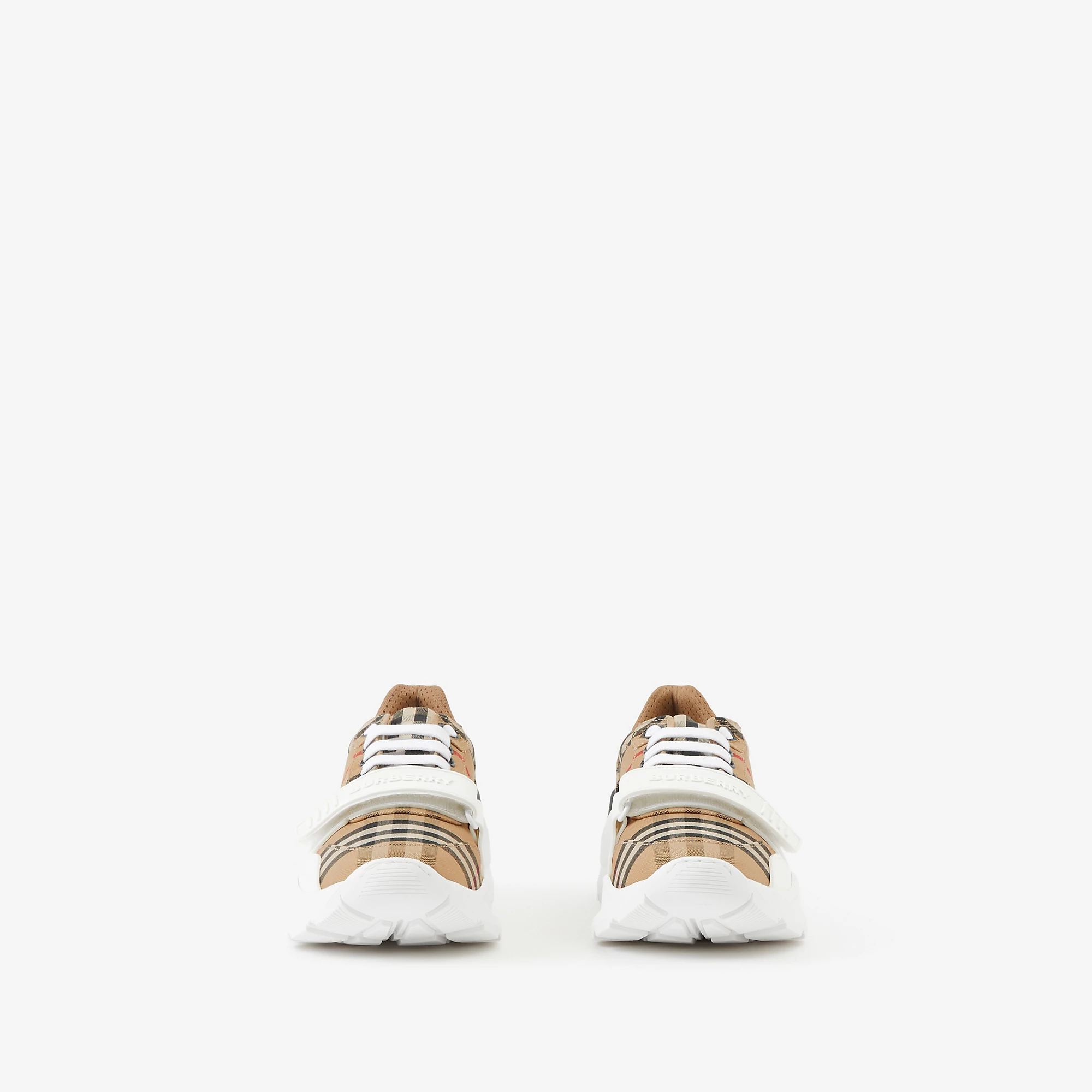 Check and Leather Sneakers