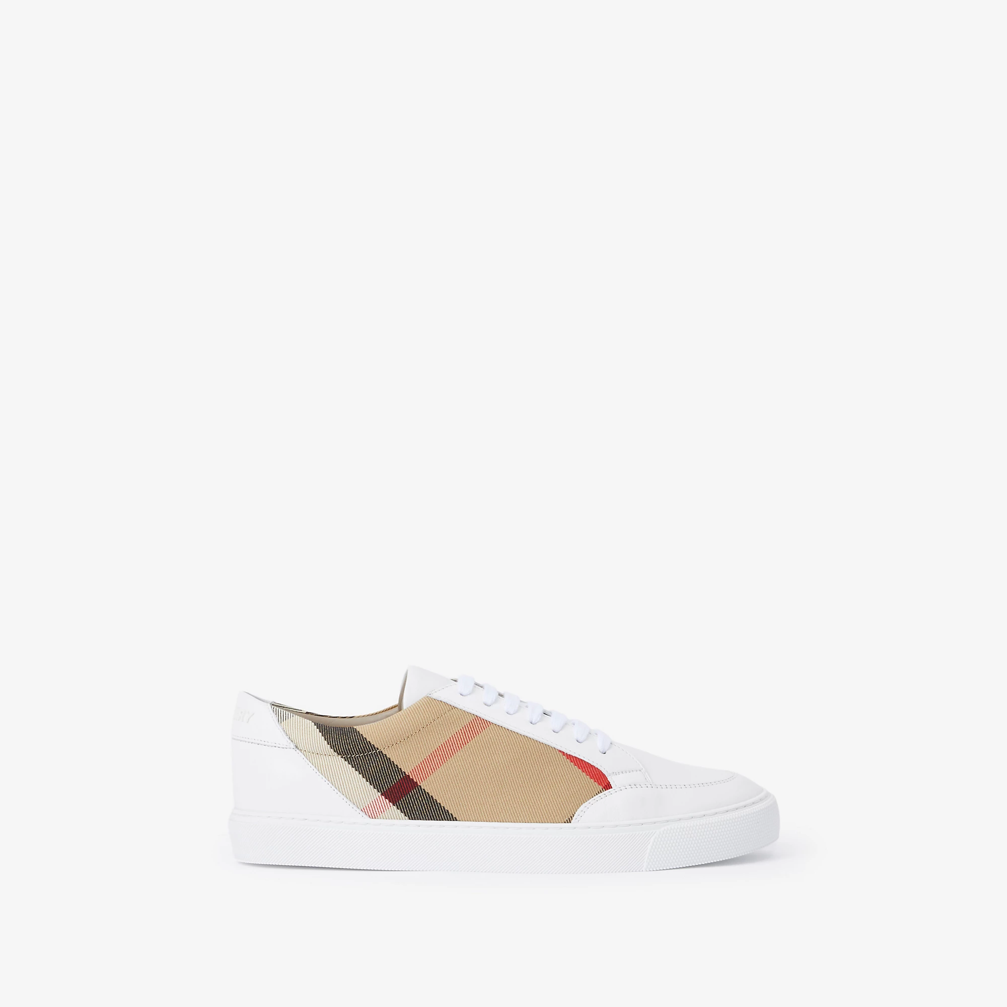 Check and Leather Sneakers
