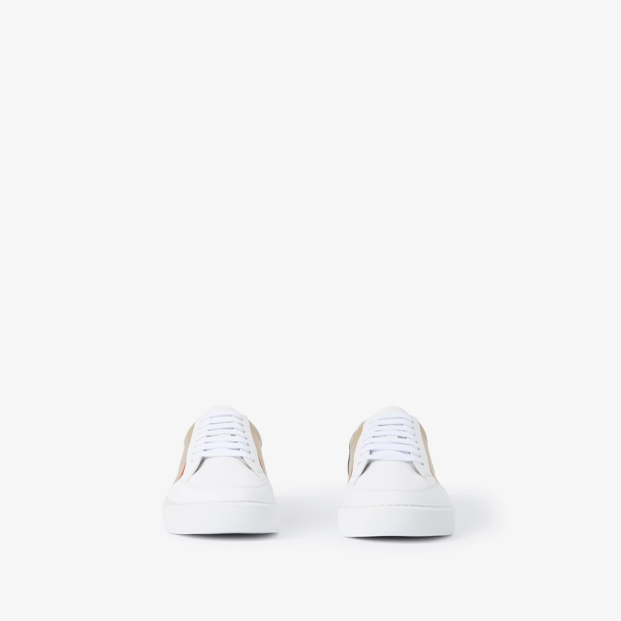 Check and Leather Sneakers