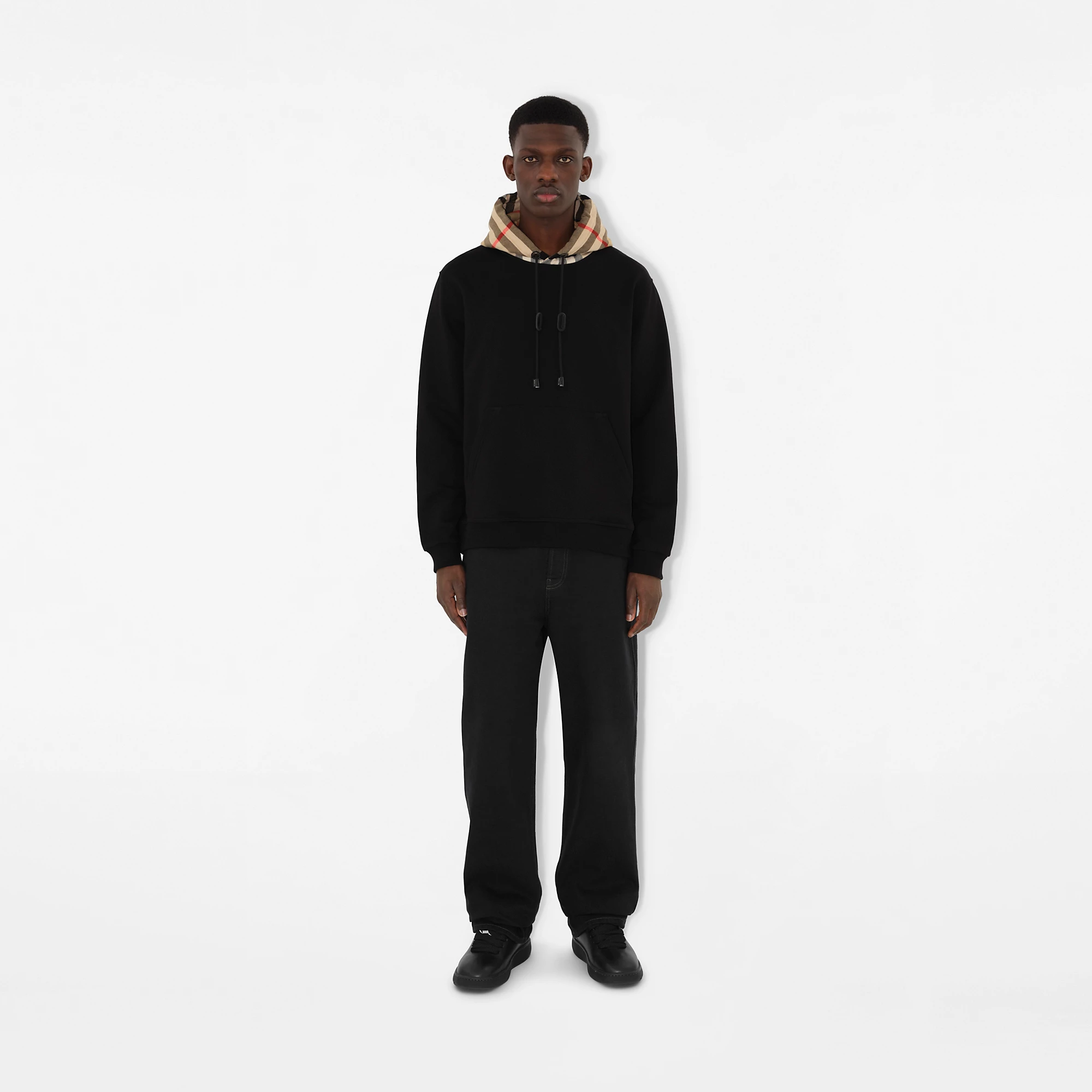 Check Hood Cotton Blend Hoodie