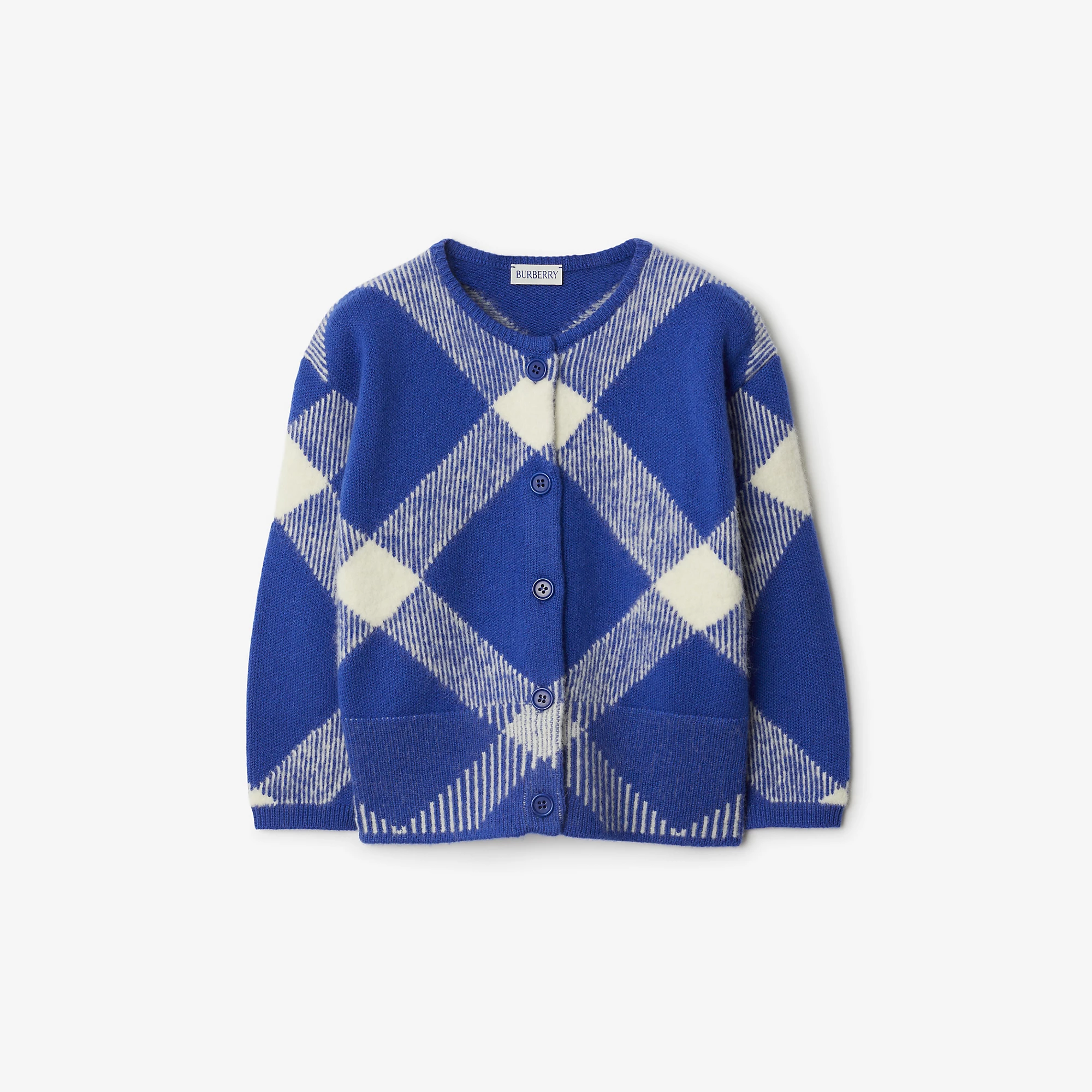 Check Wool Blend Cardigan
