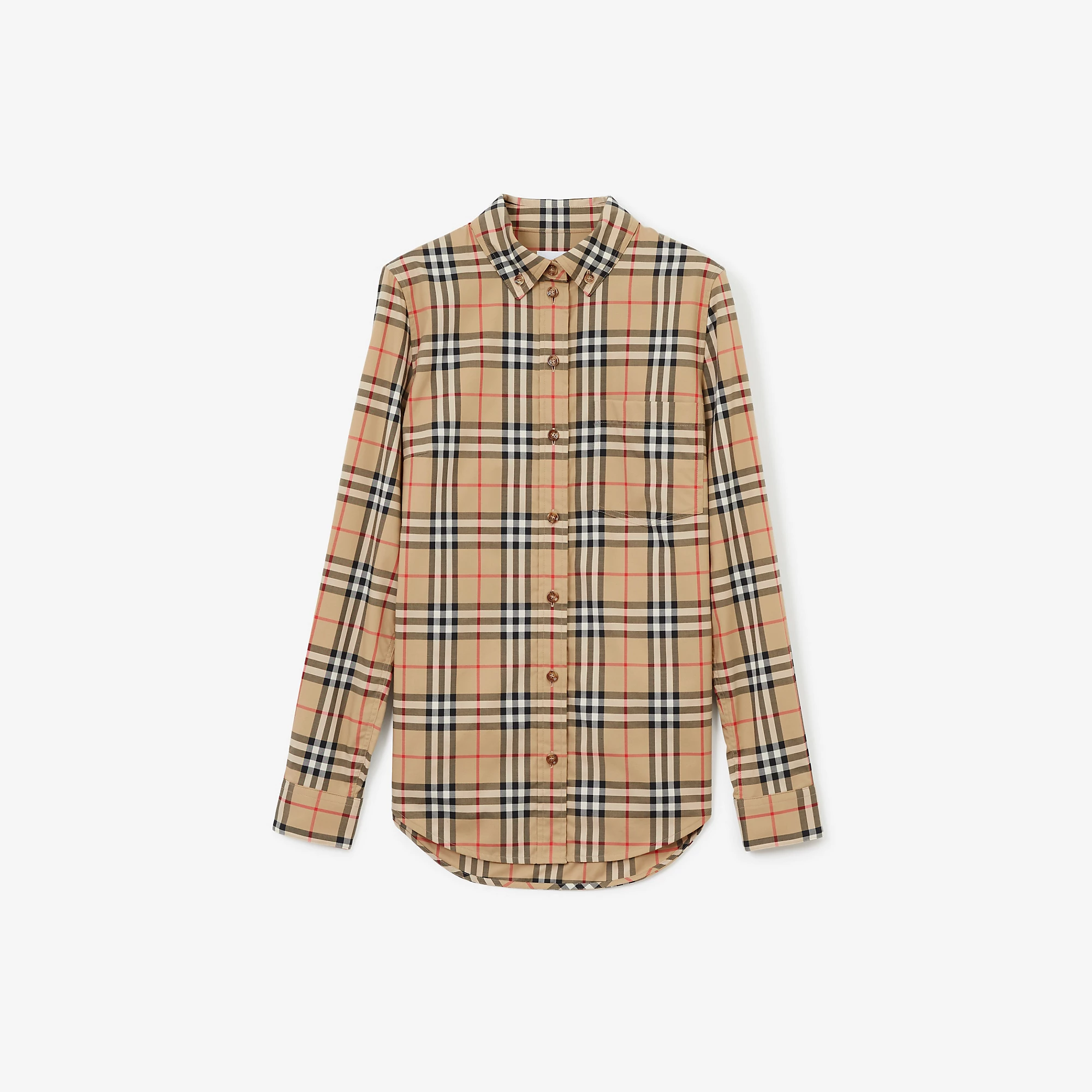 Slim Fit Check Stretch Cotton Shirt