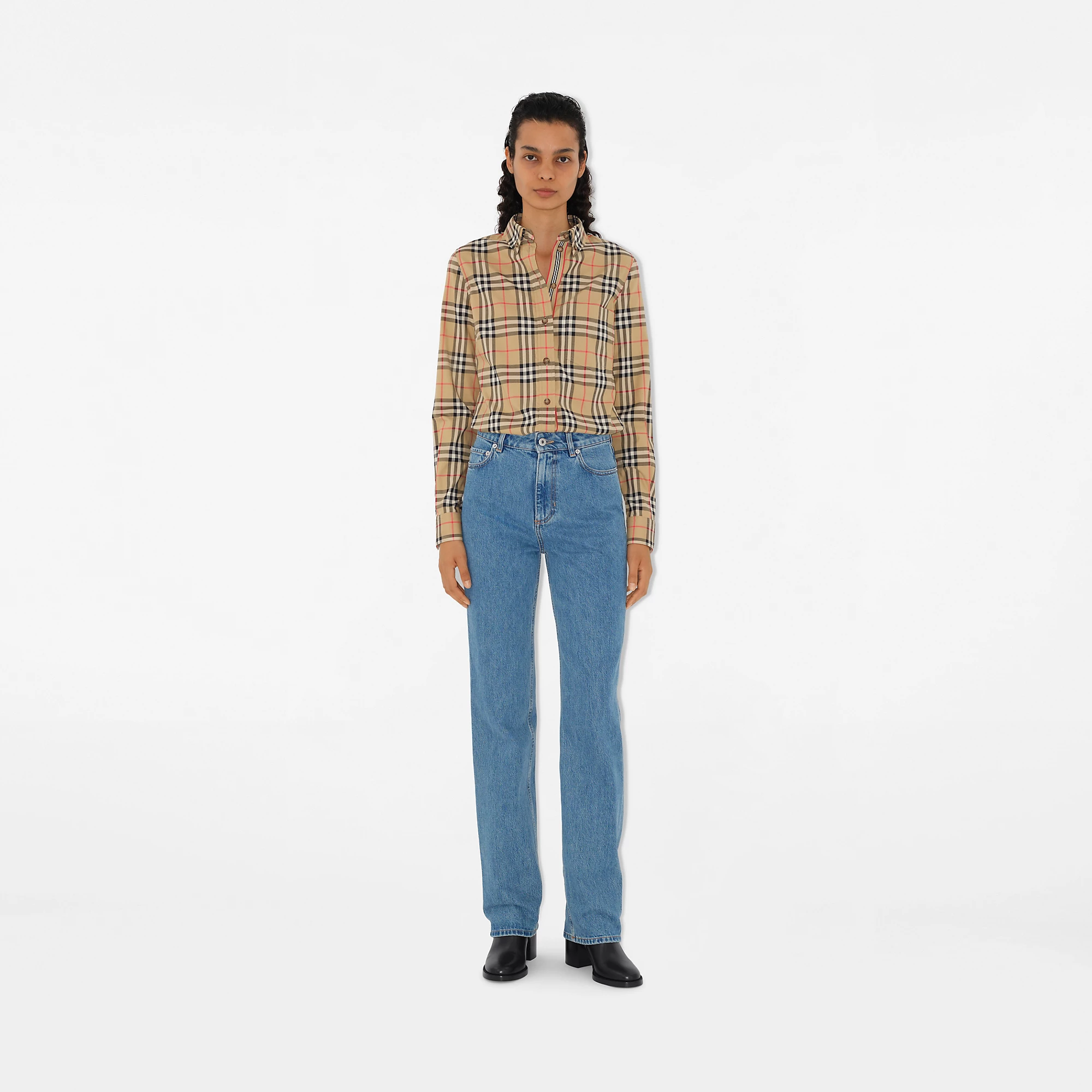 Slim Fit Check Stretch Cotton Shirt
