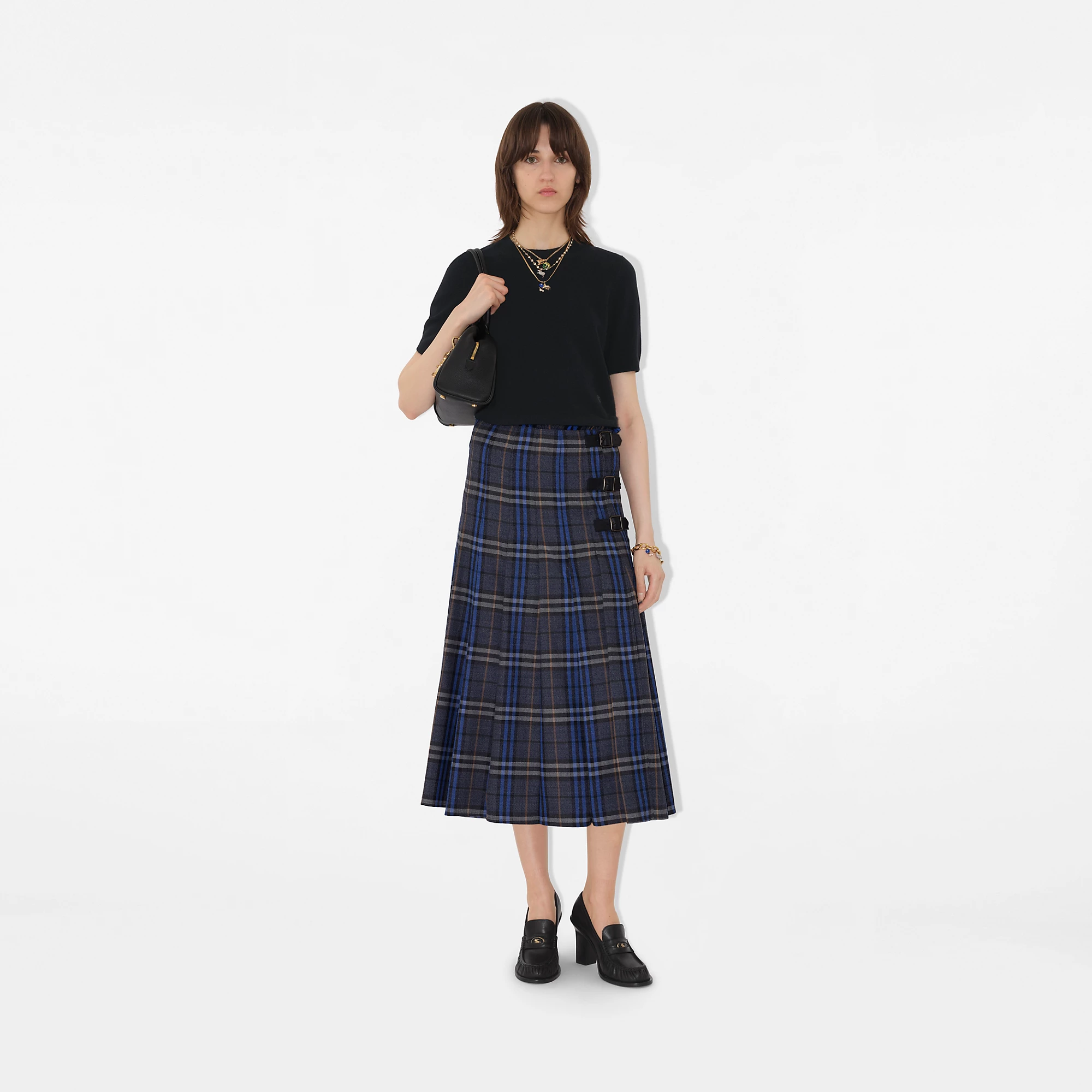 Check Wool Midi Kilt