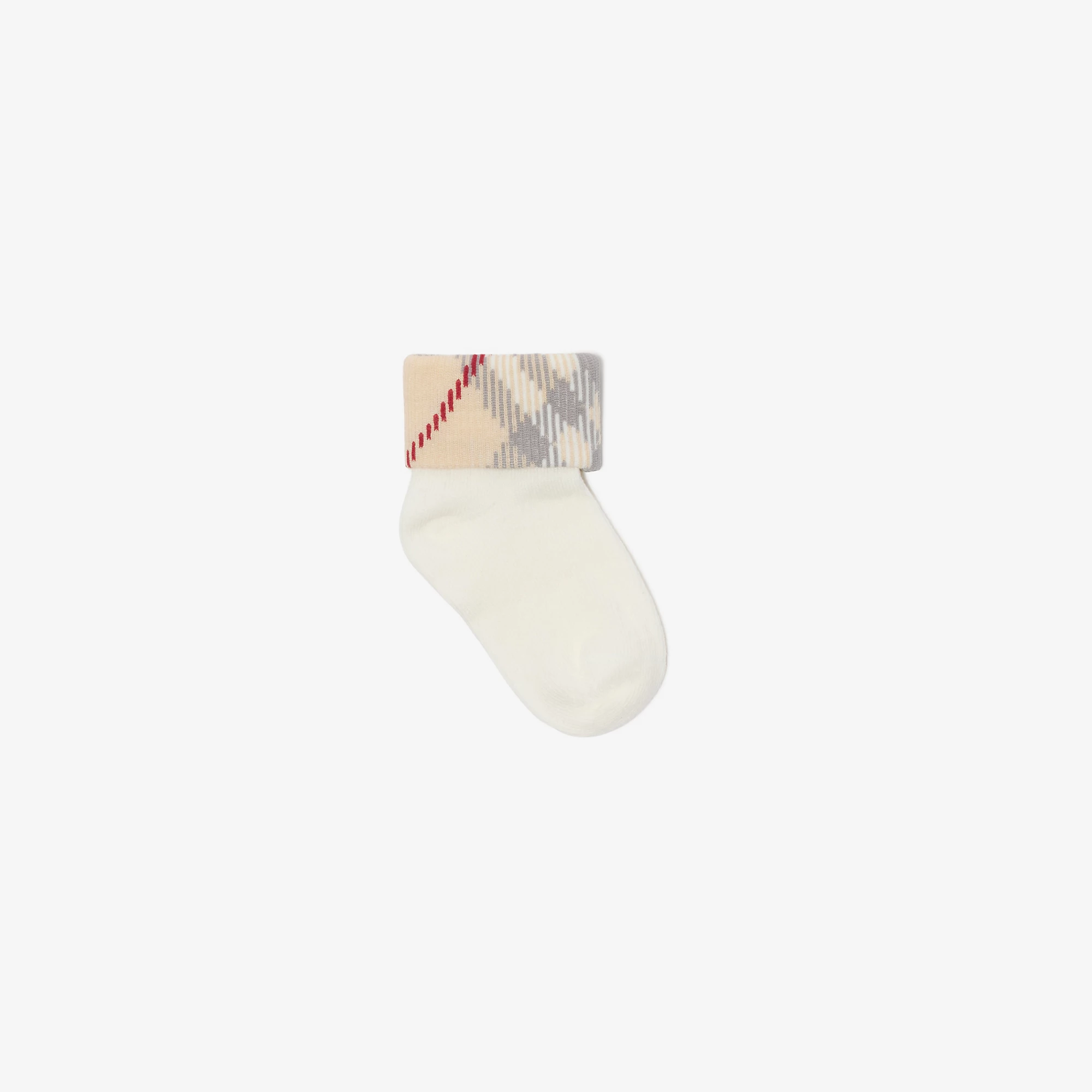 Check Trim Cotton Blend Socks